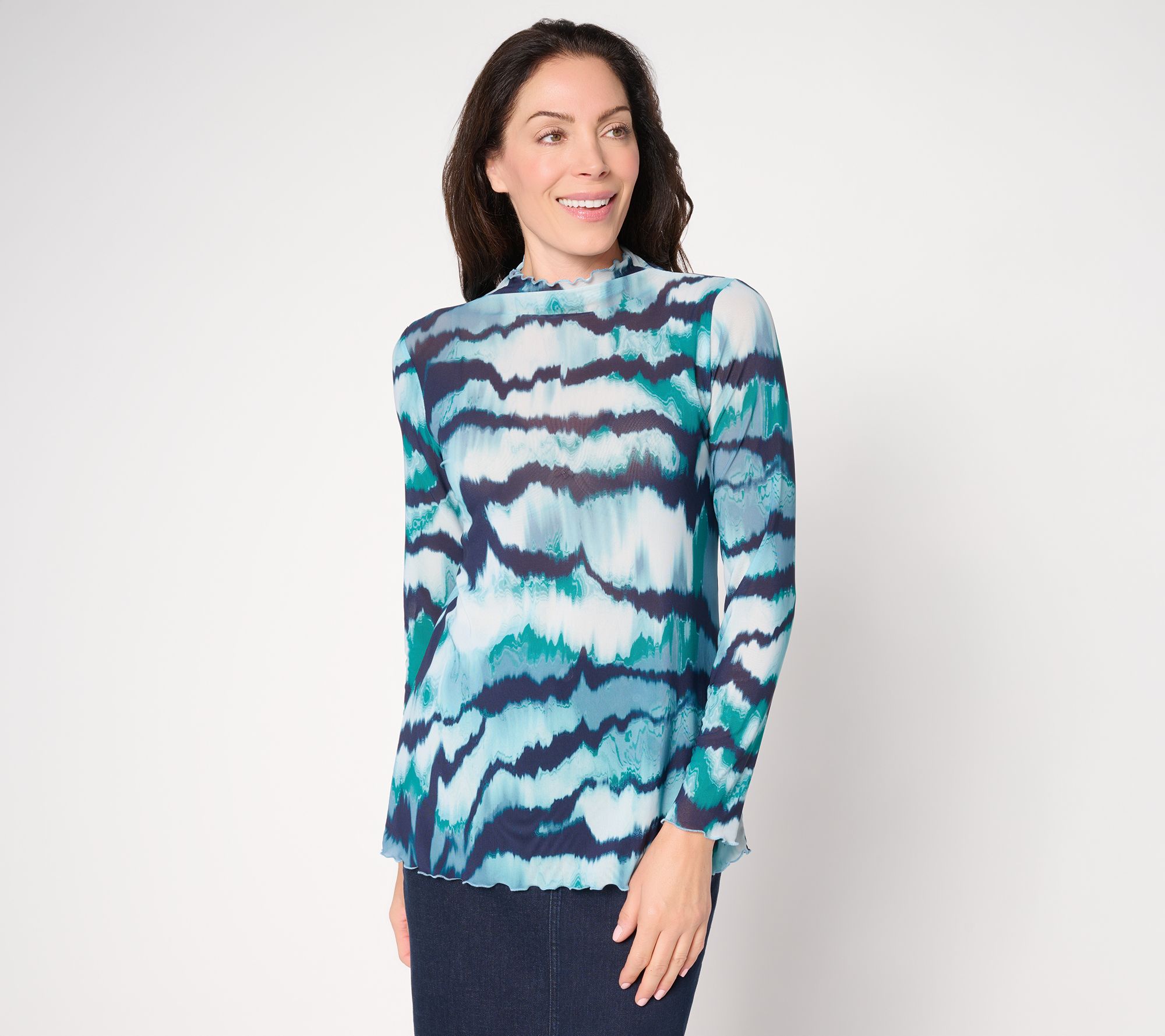 "As Is" LOGO Layers by Lori Goldstein Lettuce Edge Long Sleeve Top