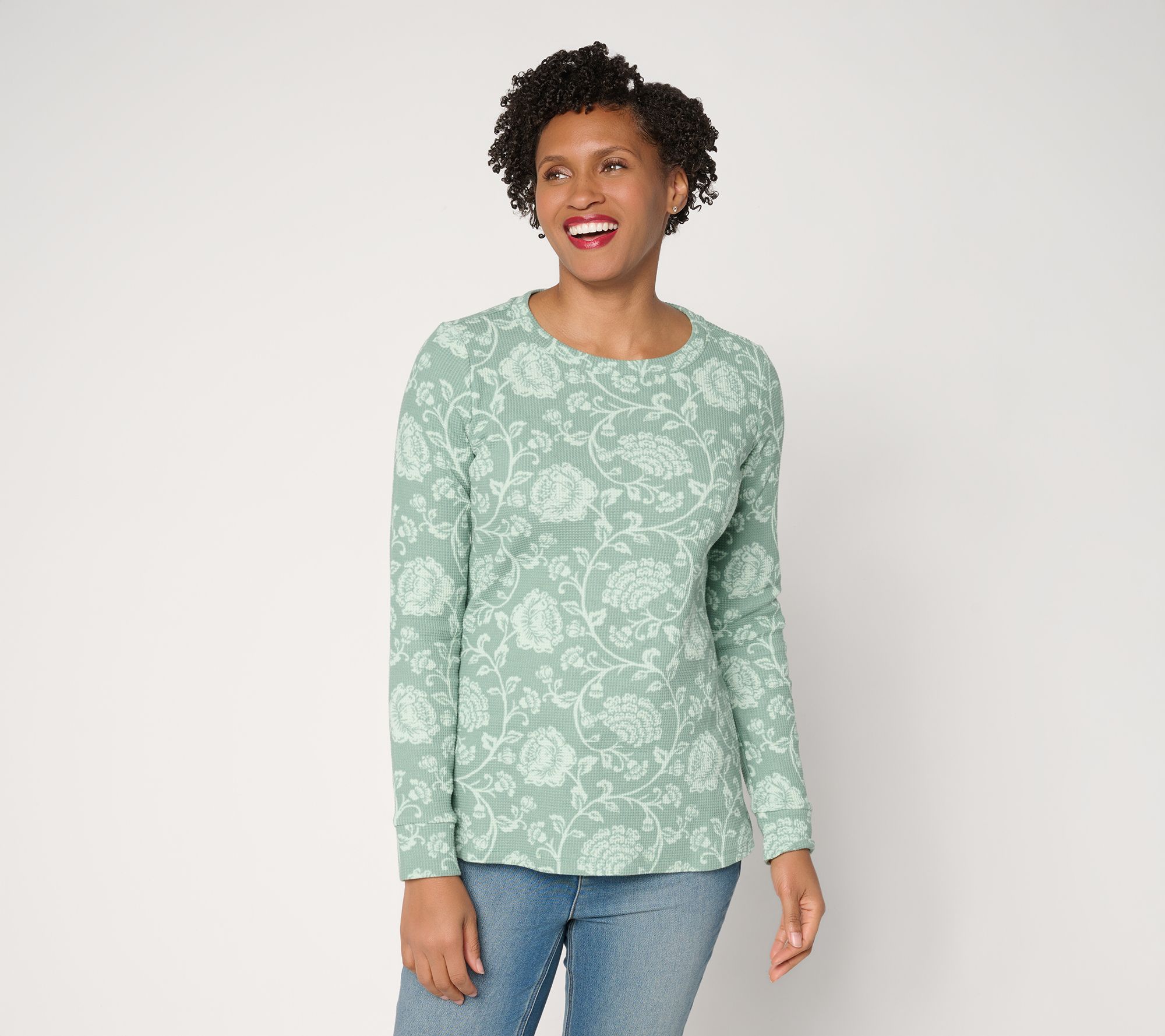 "As Is" Belle by Kim Gravel Baby Waffle Retro Rose Long Sleeve Top