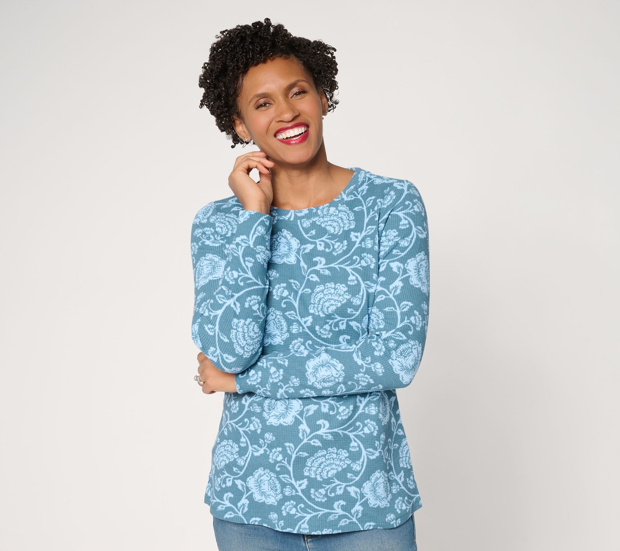 "As Is" Belle by Kim Gravel Baby Waffle Retro Rose Long Sleeve Top