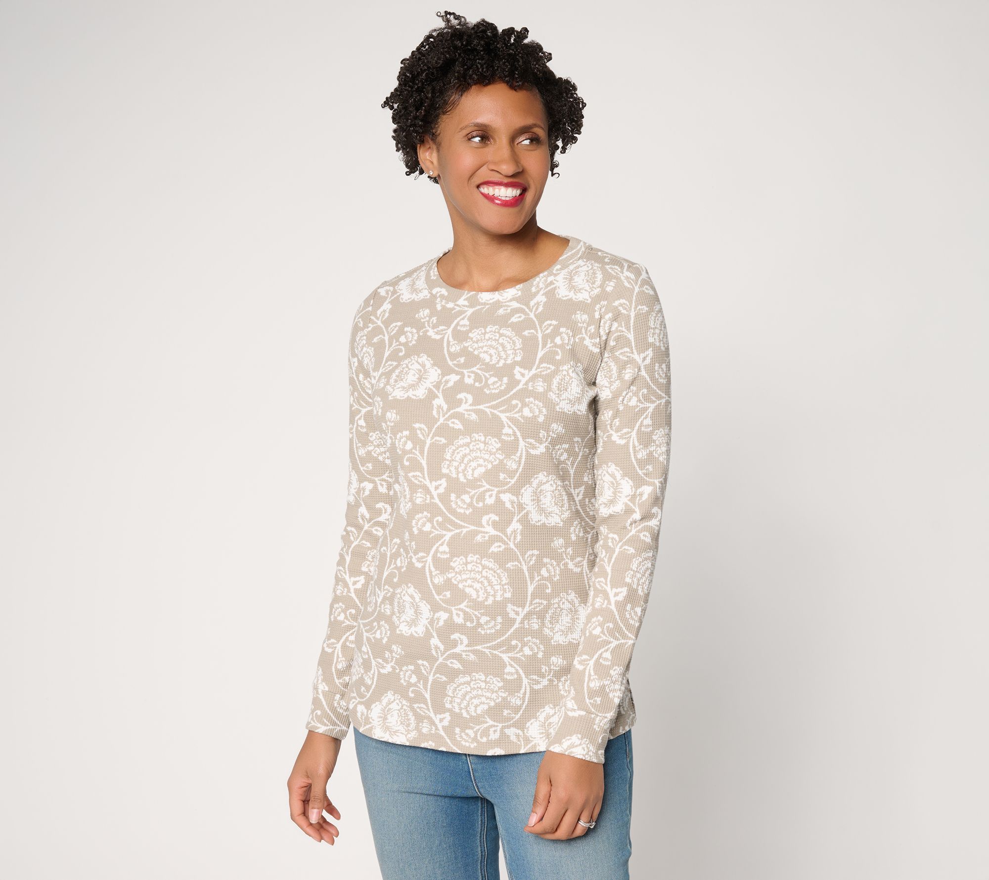 "As Is" Belle by Kim Gravel Baby Waffle Retro Rose Long Sleeve Top