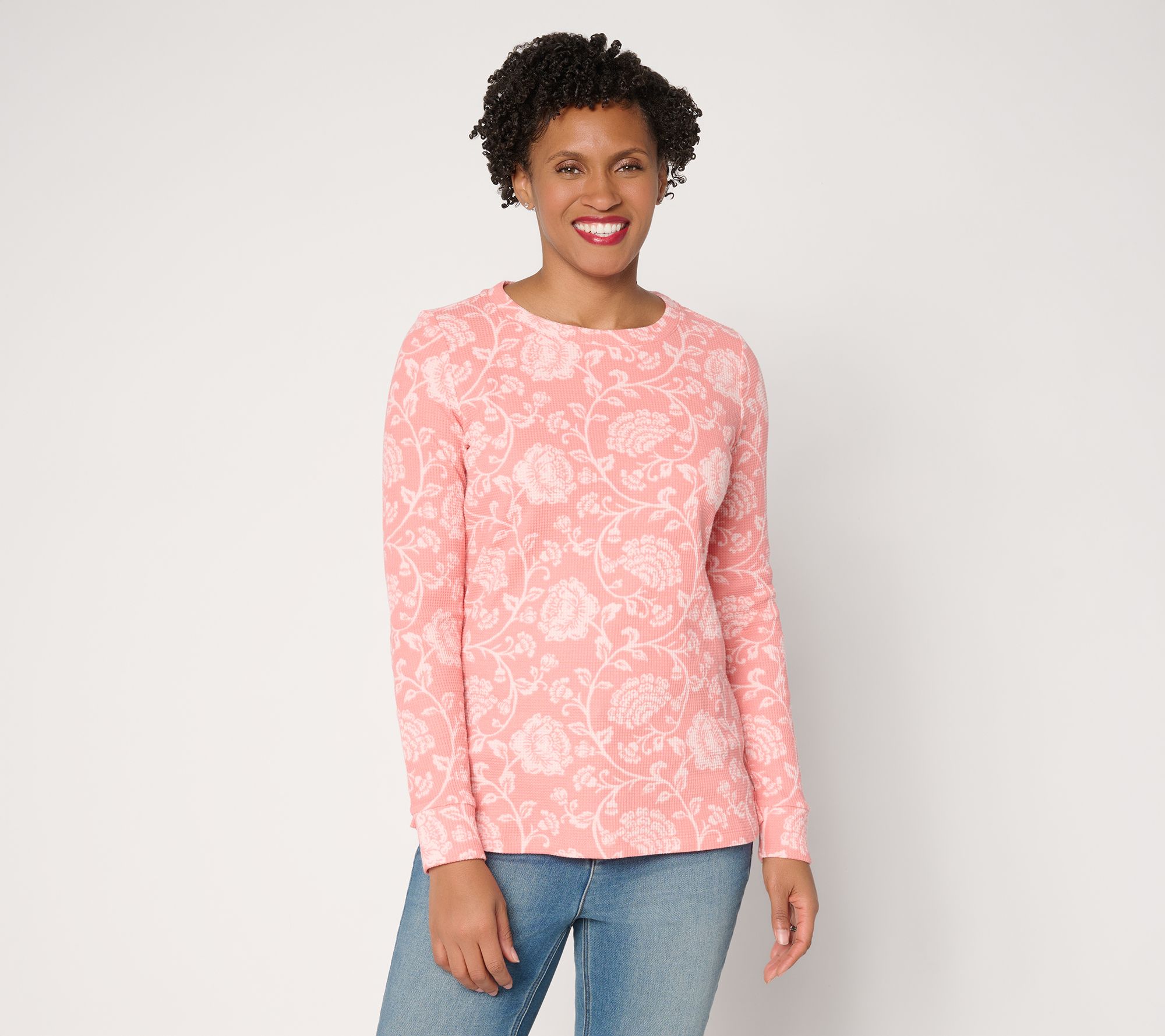 "As Is" Belle by Kim Gravel Baby Waffle Retro Rose Long Sleeve Top