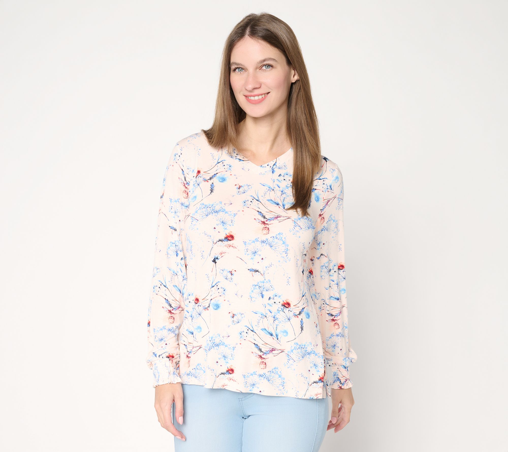 "As Is" Belle by Kim Gravel Rayon Spandex Smocked Sleeve Top