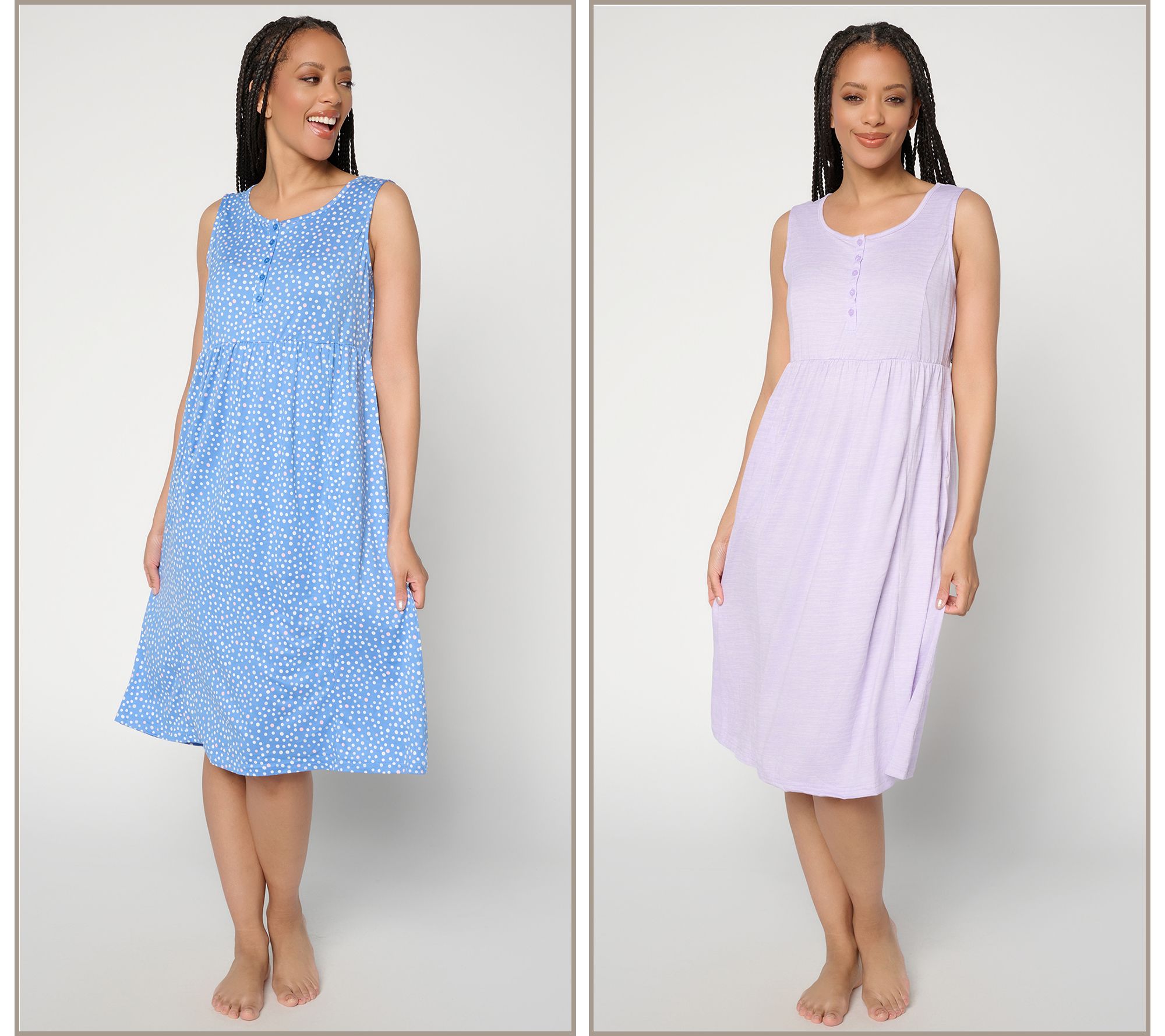 "As Is" MUK LUKS Cloud Knit Set of 2 Midi Lounge Dresses