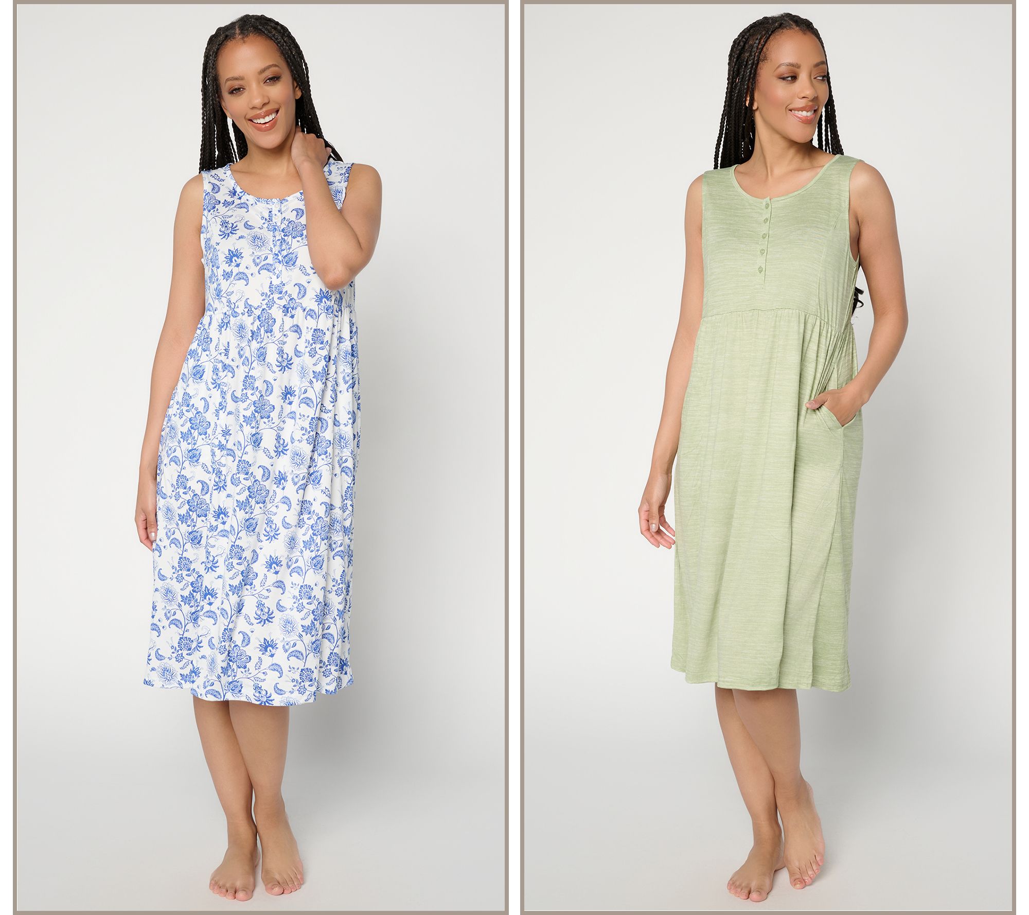 "As Is" MUK LUKS Cloud Knit Set of 2 Midi Lounge Dresses