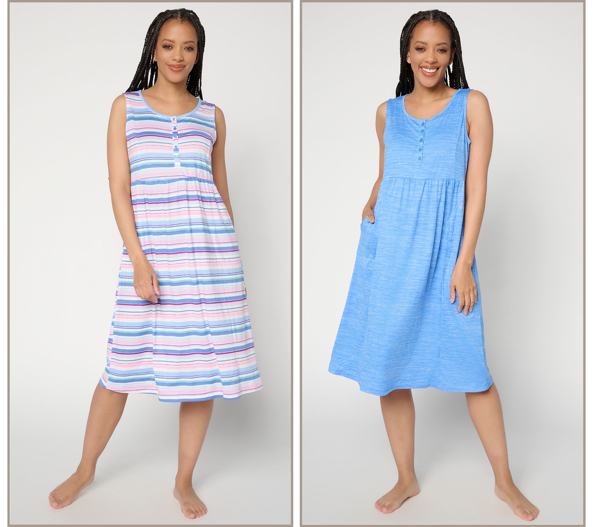 "As Is" MUK LUKS Cloud Knit Set of 2 Midi Lounge Dresses