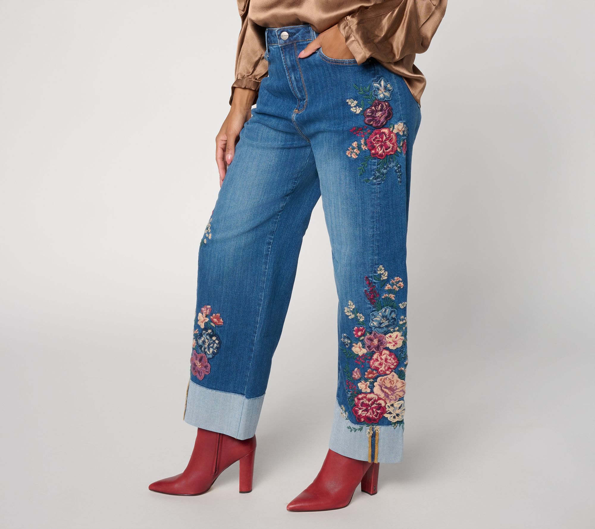 Driftwood Mabel Emroidered Barrel Leg Jean Wildflower Waltz