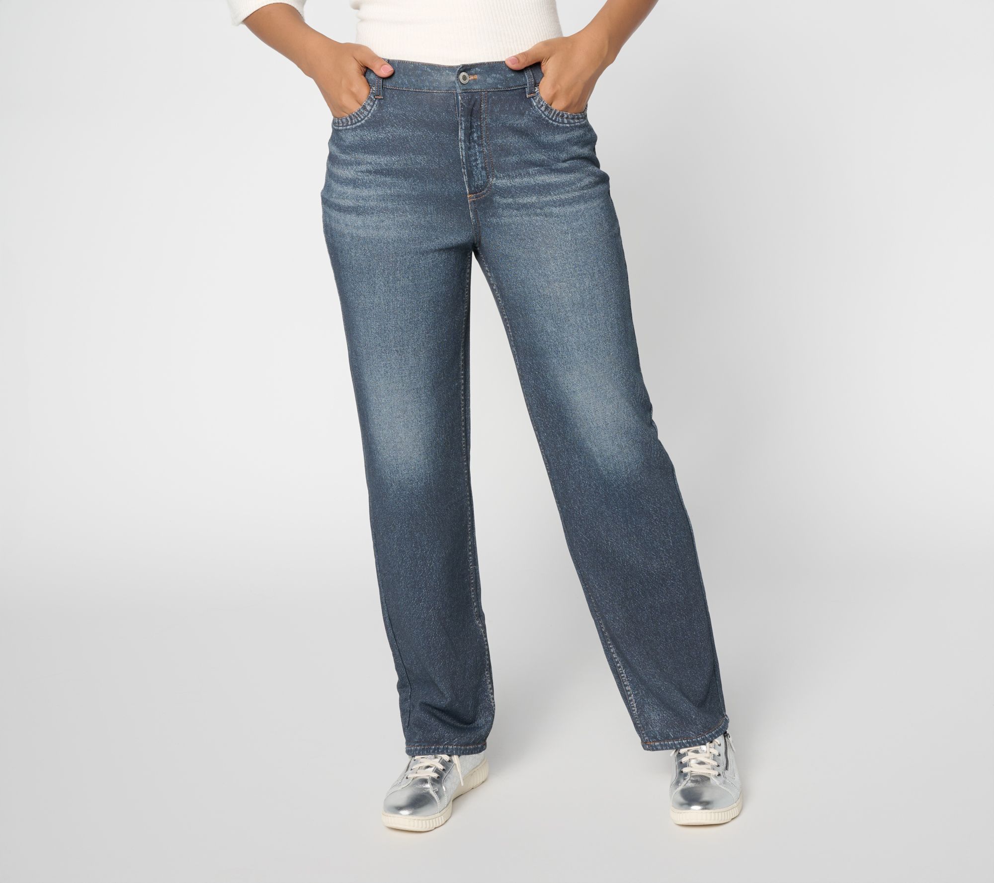 AnyBody Regular Denim Effect French Terry Sweatpant Jean