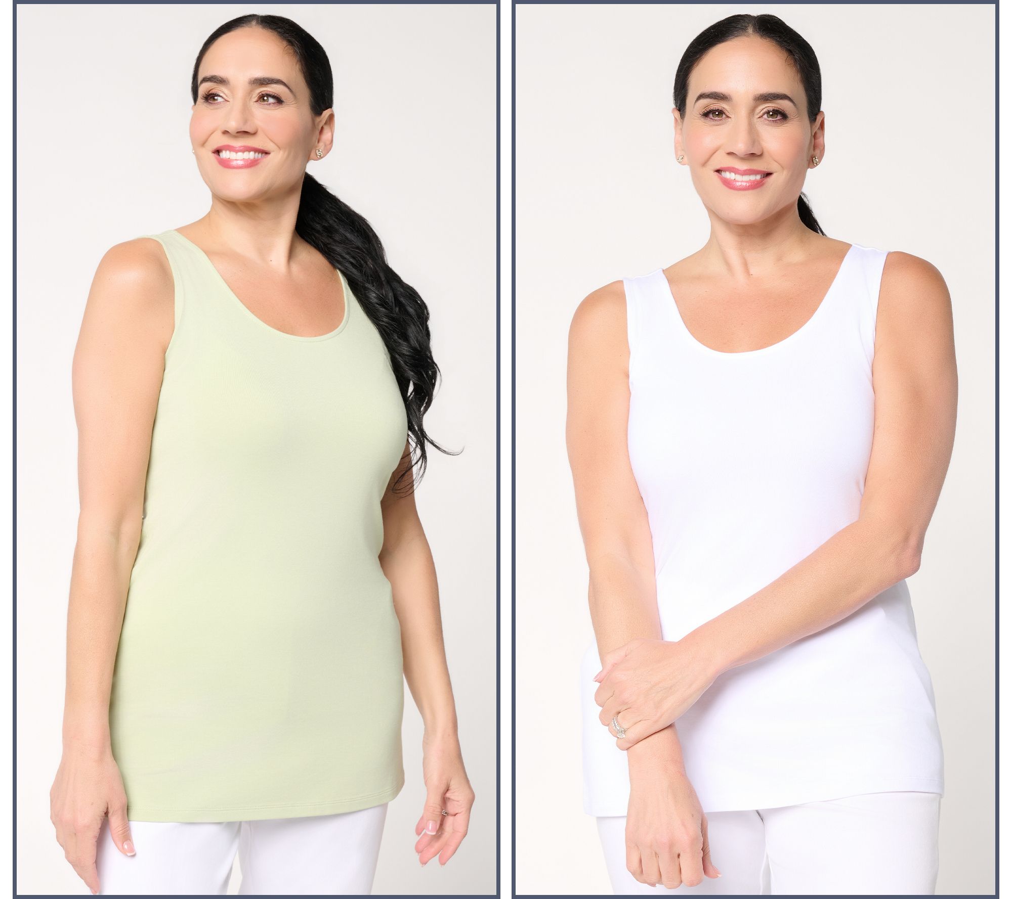 "As Is" Denim & Co. Essentials So Soft Jersey 2 Pack Tunic and Tank Top