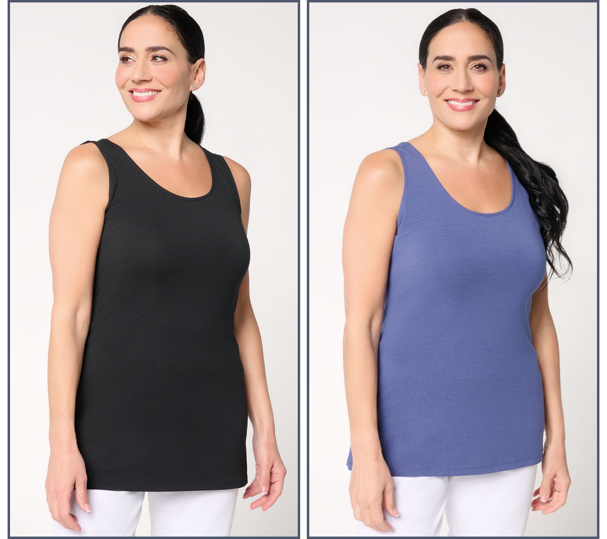 "As Is" Denim & Co. Essentials So Soft Jersey 2 Pack Tunic and Tank Top