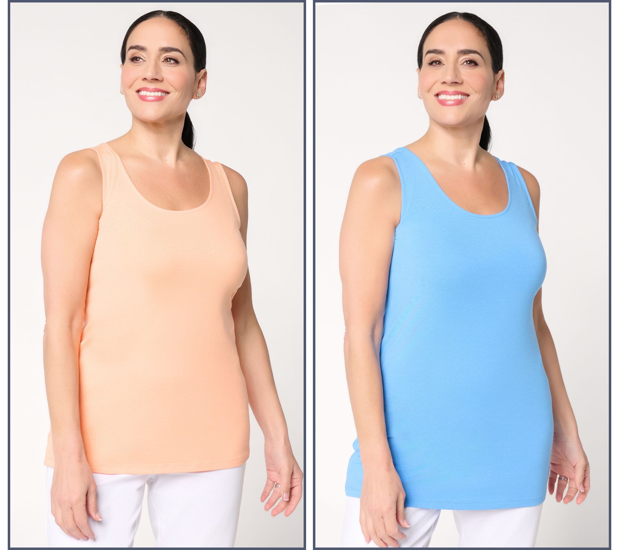 "As Is" Denim & Co. Essentials So Soft Jersey 2 Pack Tunic and Tank Top