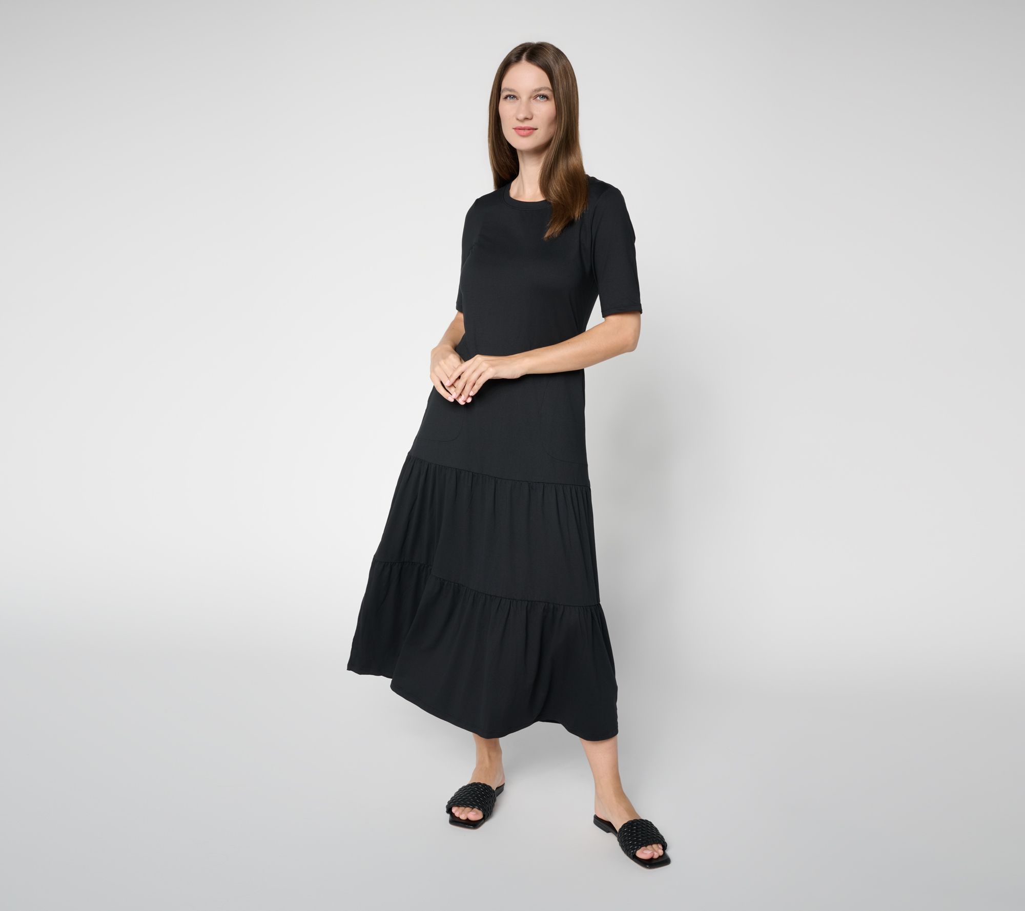 "As Is" Cuddl Duds Flexwear Tiered Hem Maxi Dress