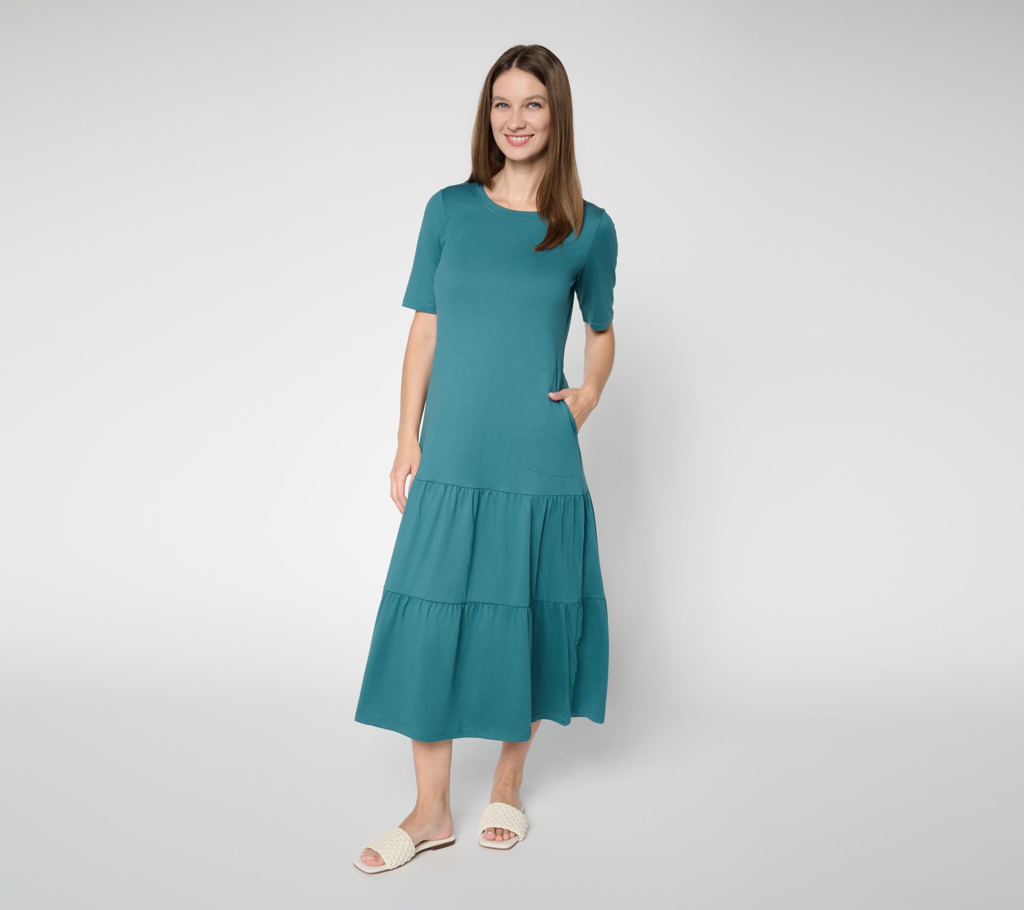 "As Is" Cuddl Duds Flexwear Tiered Hem Maxi Dress