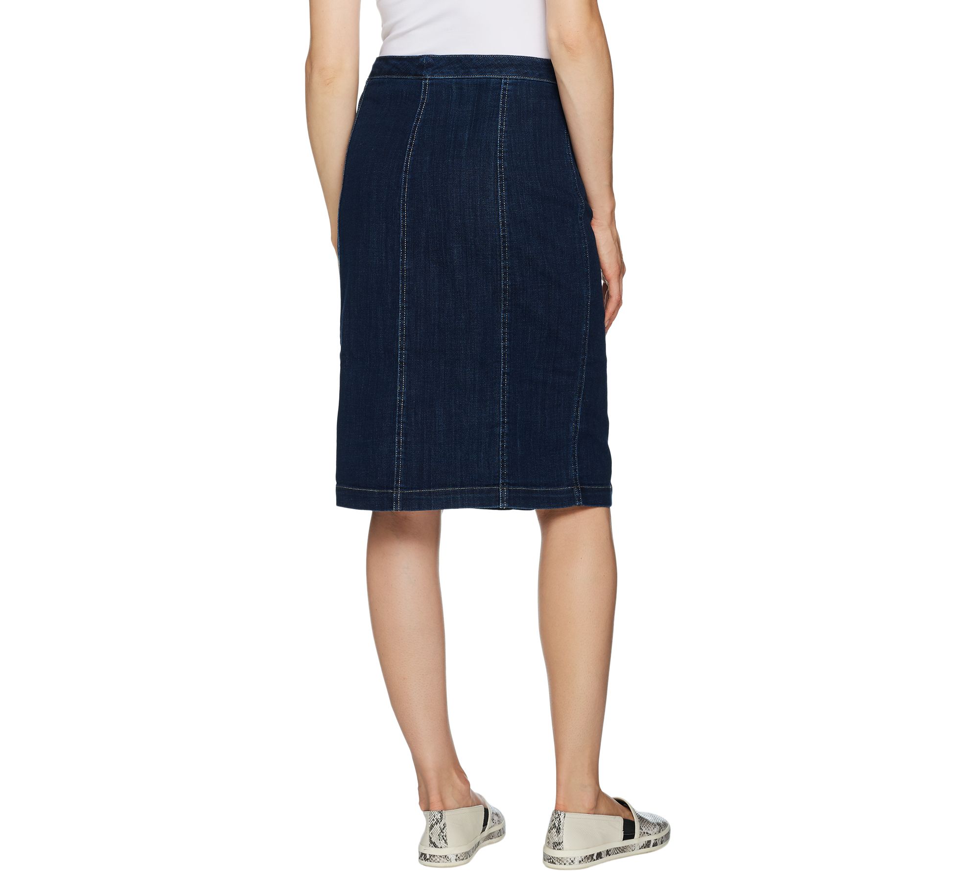 LOGO by Lori Goldstein Denim Button Front Skirt