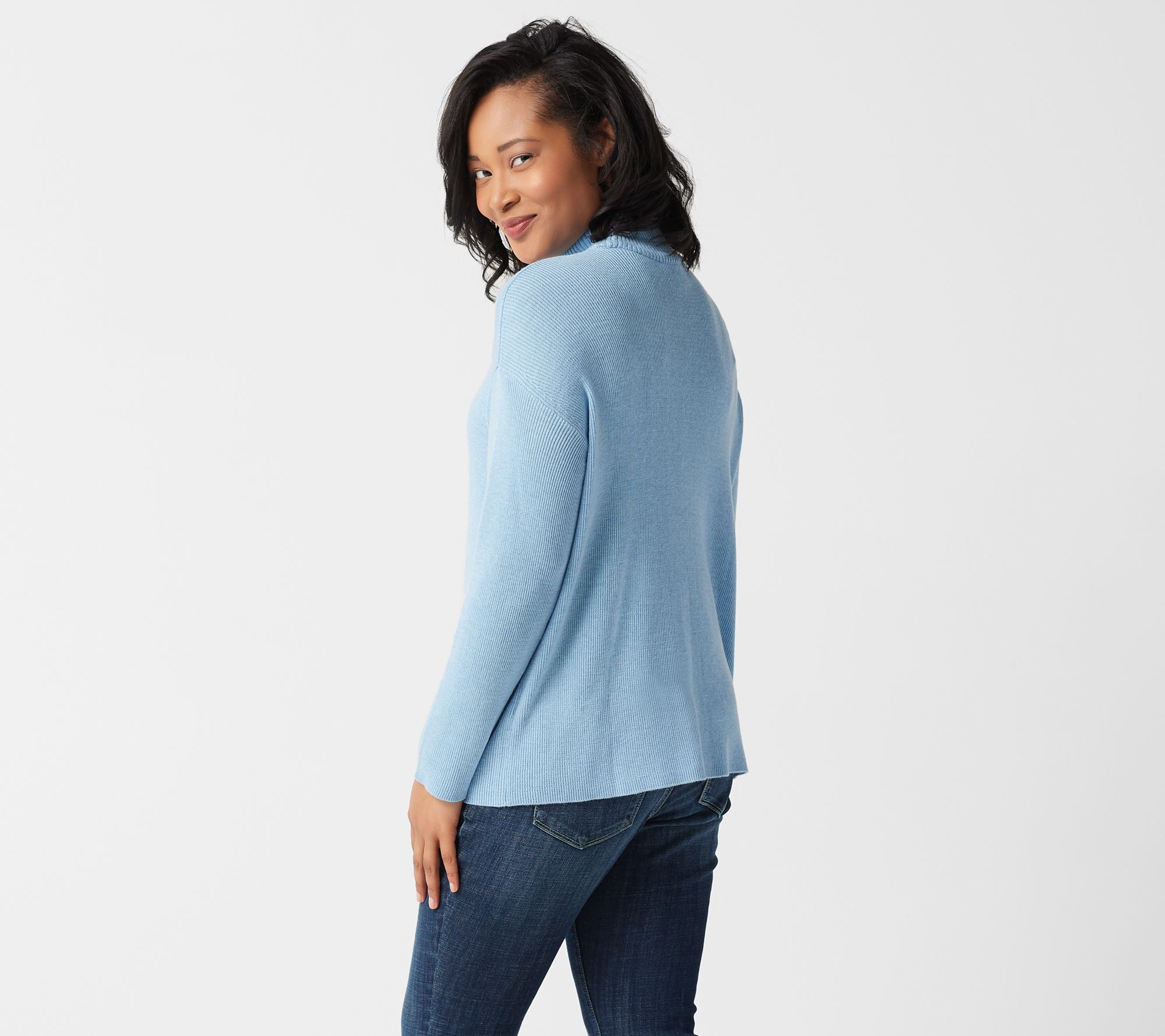 Laurie Felt Cashmere Blend Mock-Neck Long-Sleeve Sweater - QVC.com