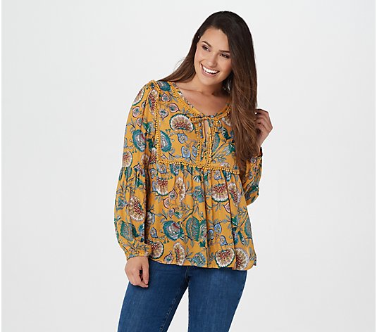Haute Hippie Tribe 'Avery' Peasant Blouse with Tie Neck Detail