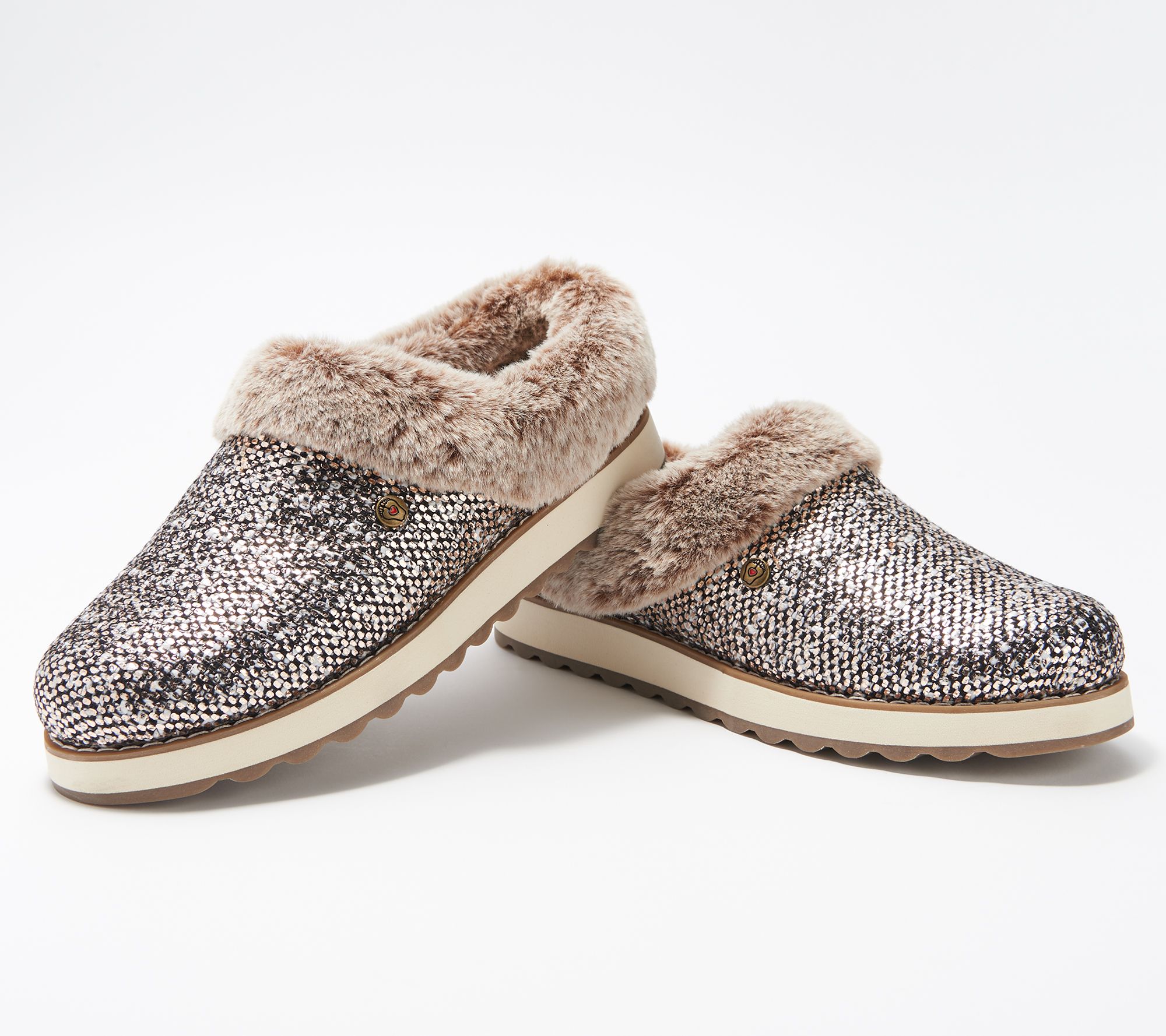 skechers sweater knit faux fur slippers