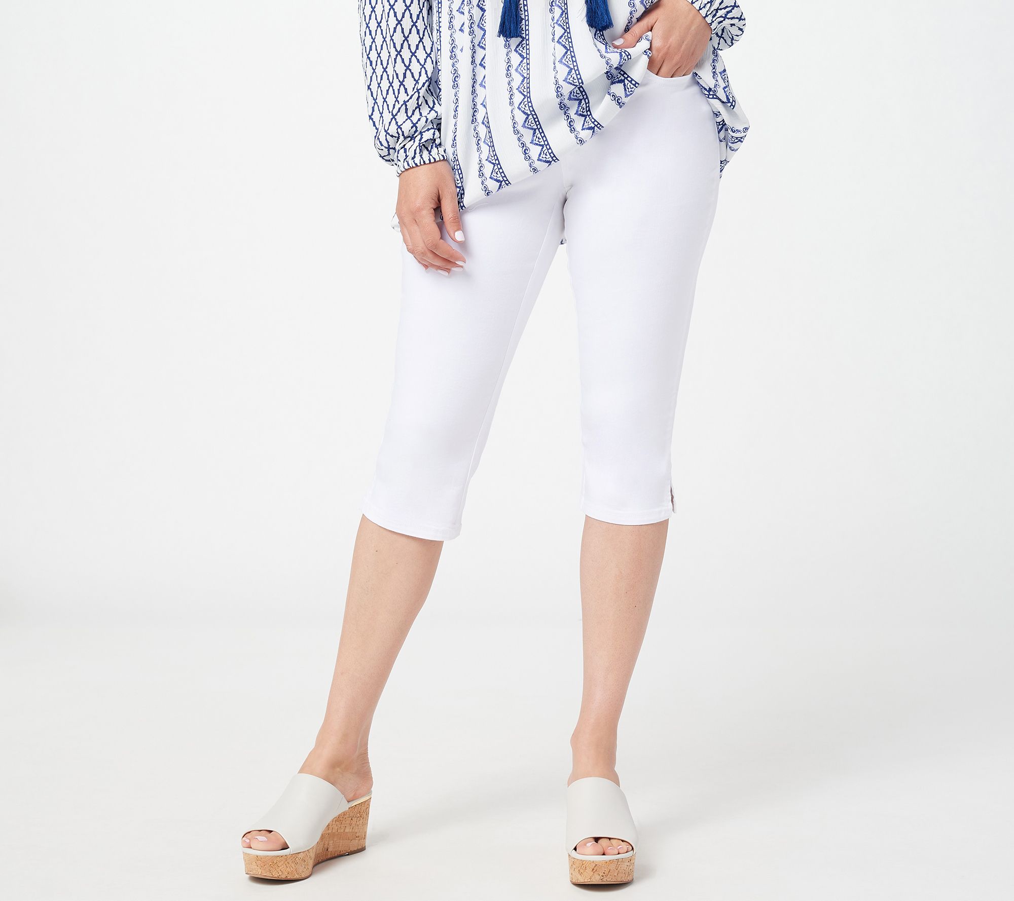 As Is Belle by Kim Gravel Ponte Knit Capri Pants with Side Vents 