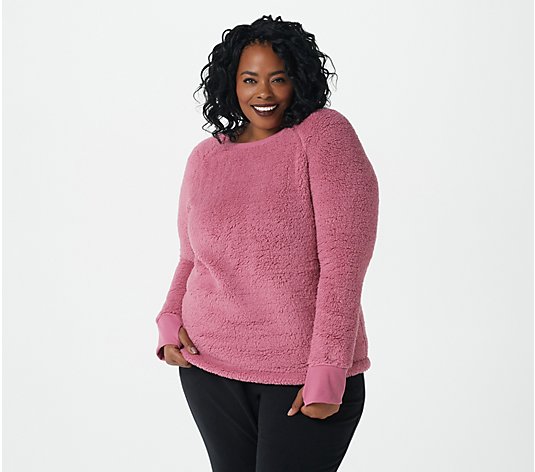 "As Is" Cuddl Duds Shaggy Sherpa Pullover Top