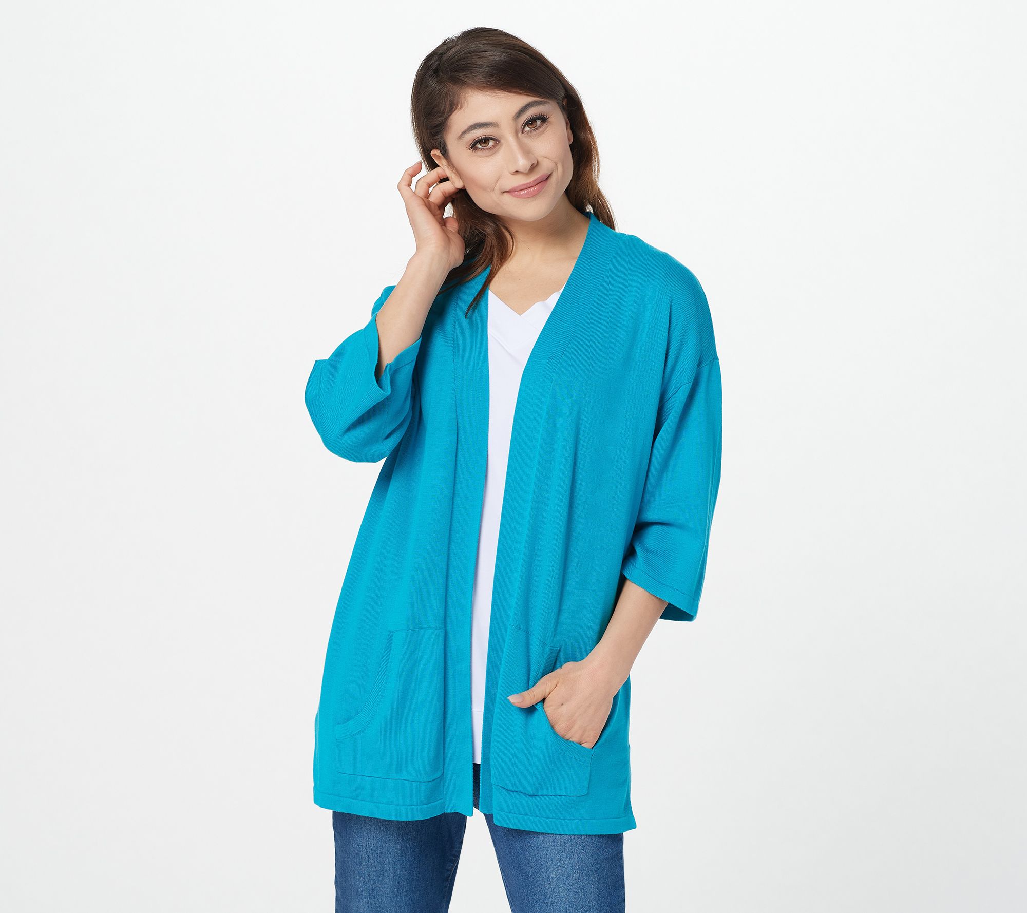 "As Is" Isaac Mizrahi Live! Sweater Cardigan with Pockets