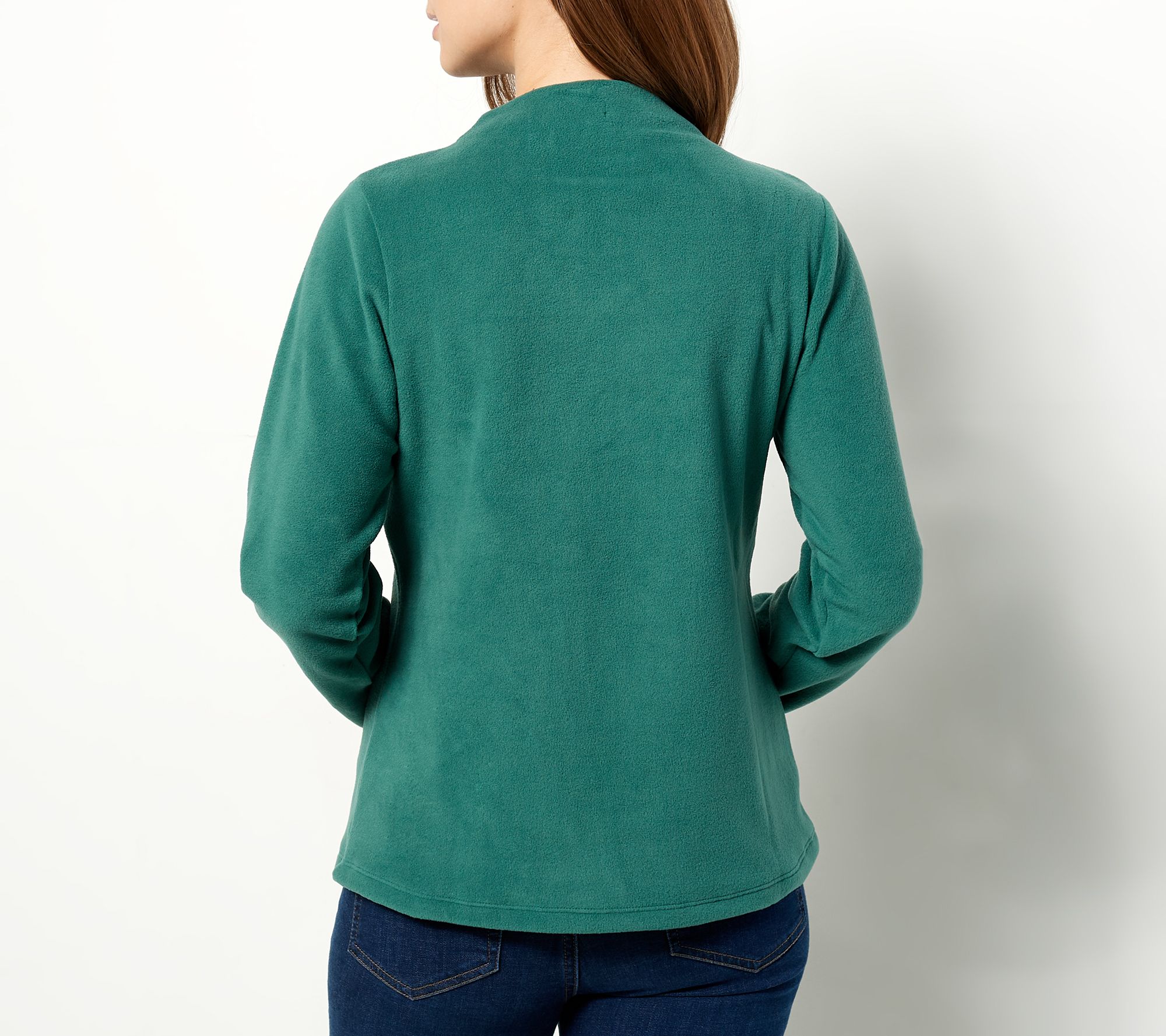 Denim & Co. Fleece Funnel-Neck Long-Sleeve Top - QVC.com