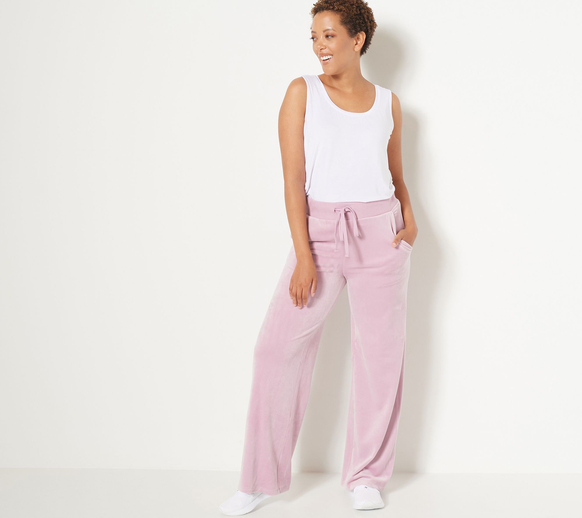 NYDJ Velour Drawstring Wide-Leg Pants