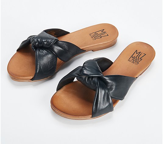 Miz Mooz Leather Knot Detail Slide Sandals - Aliza