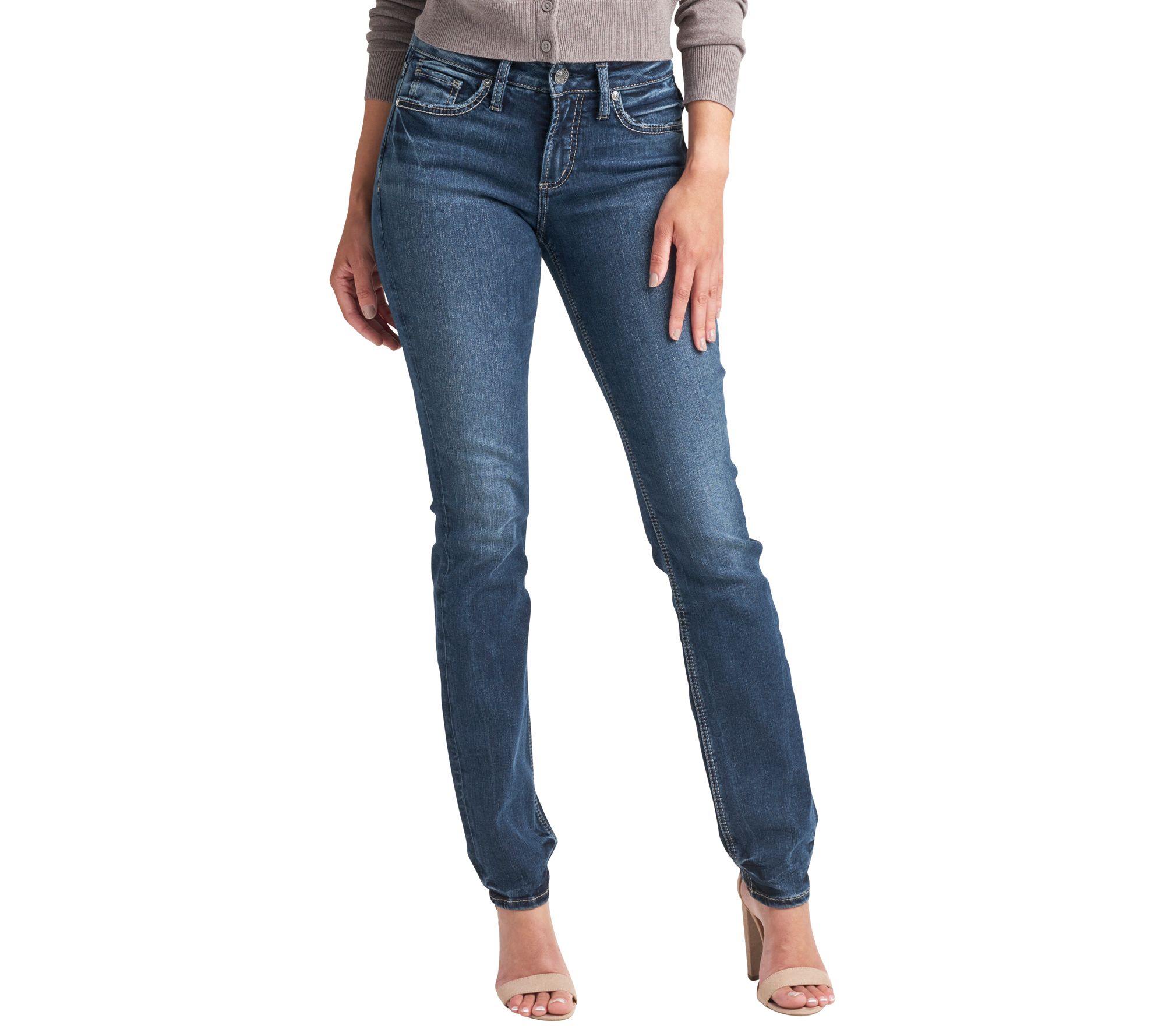 Silver Jeans Co. Suki Mid Rise Straight Leg Jea ns-EDB359 - QVC.com