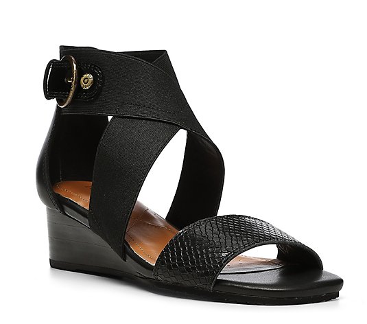 NYDJ Strappy Leather Wedge Sandals - Callie
