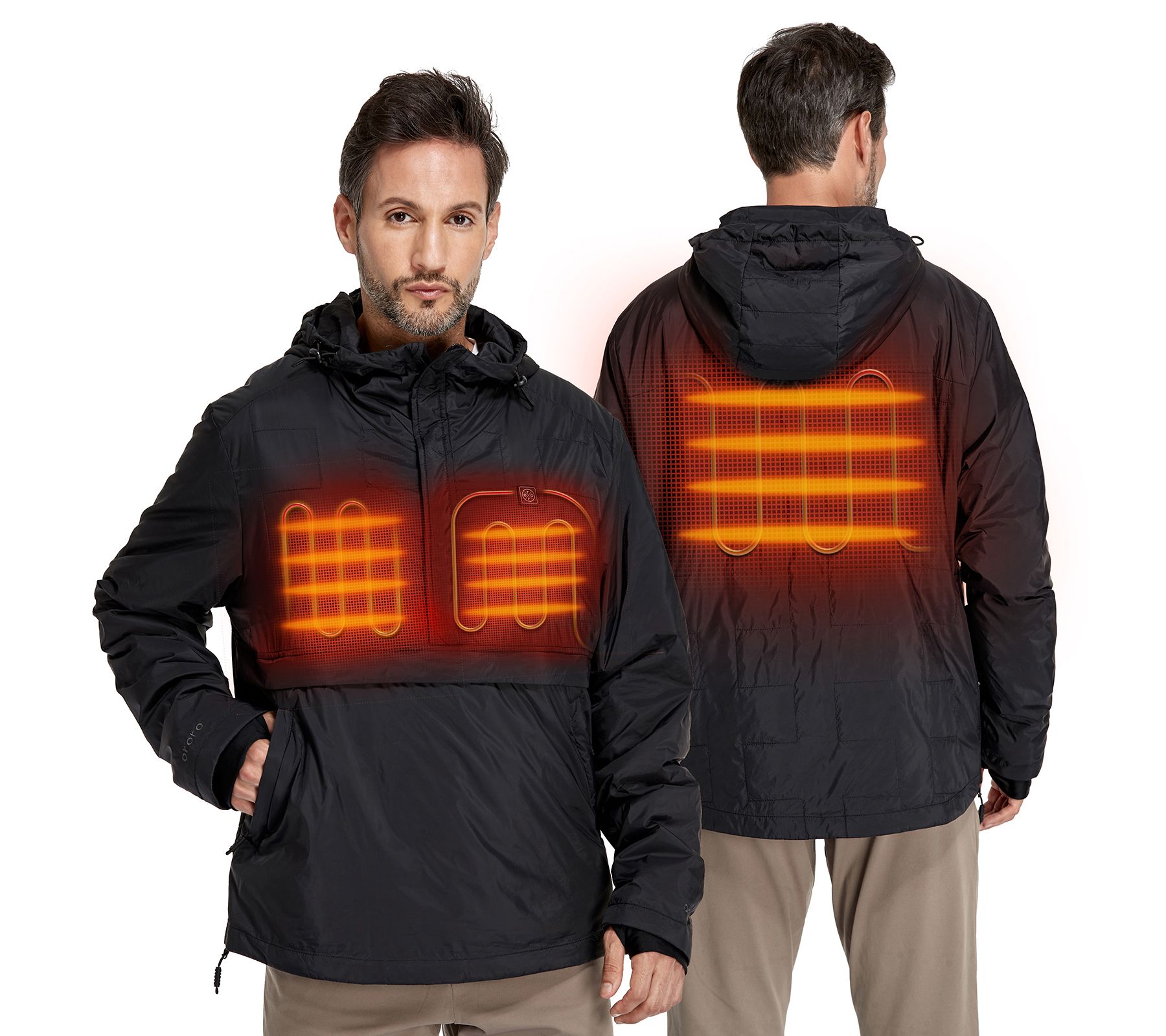 ORORO Men's Heated Pullover Jacket with BatteryPack - QVC.com