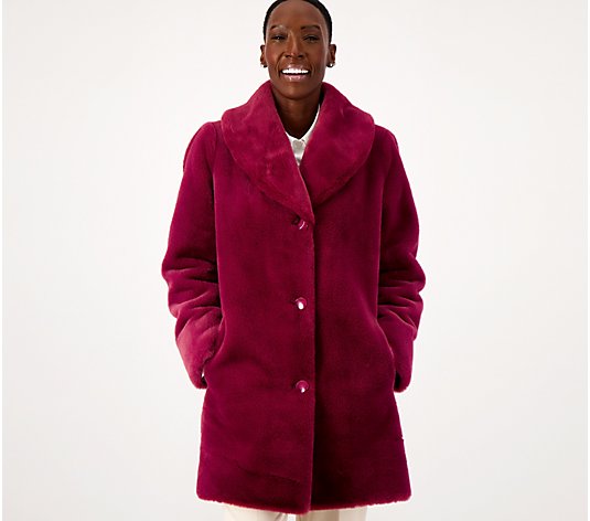 Dennis Basso Faux Fur Relaxed Fit Coat