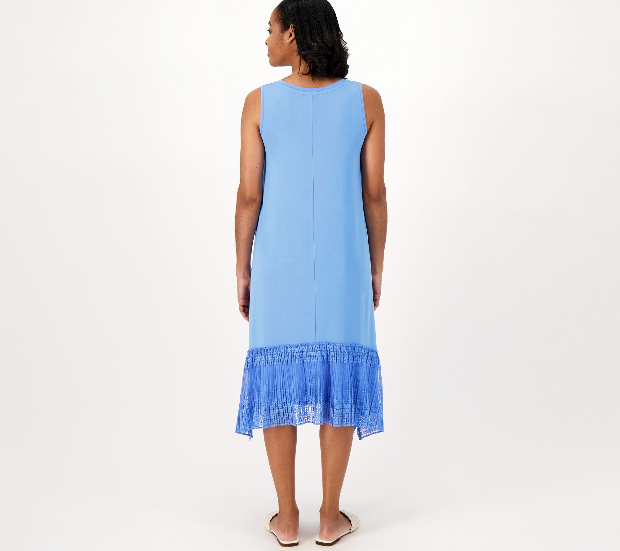 LOGO by Lori Goldstein Regular Rayon 230 Dress with Broomstick Lace -  QVC.com
