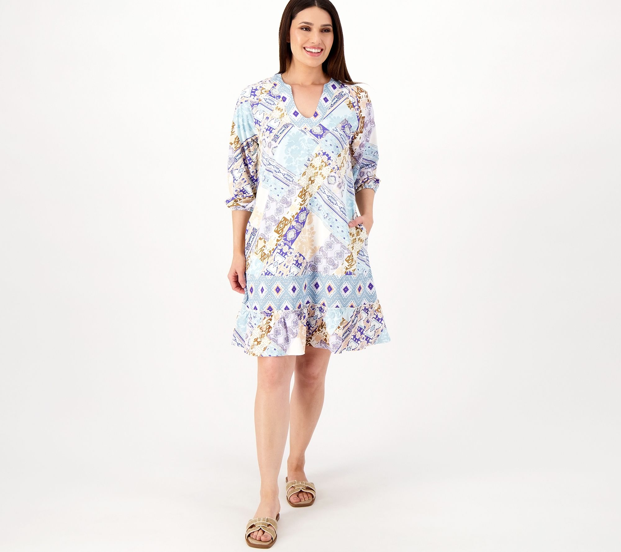 Tolani Collection Printed Dress with Ruffle