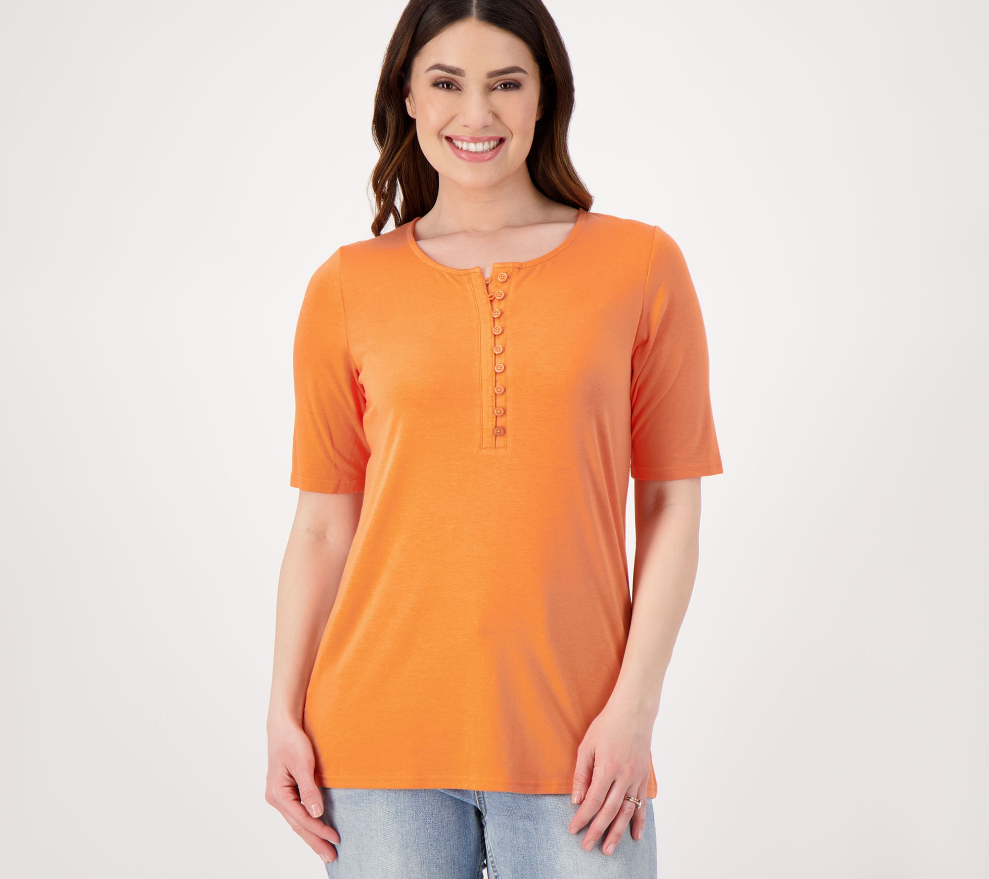 Laurie Felt Cotton Bamboo 3/4 Sleeve Henley Tee