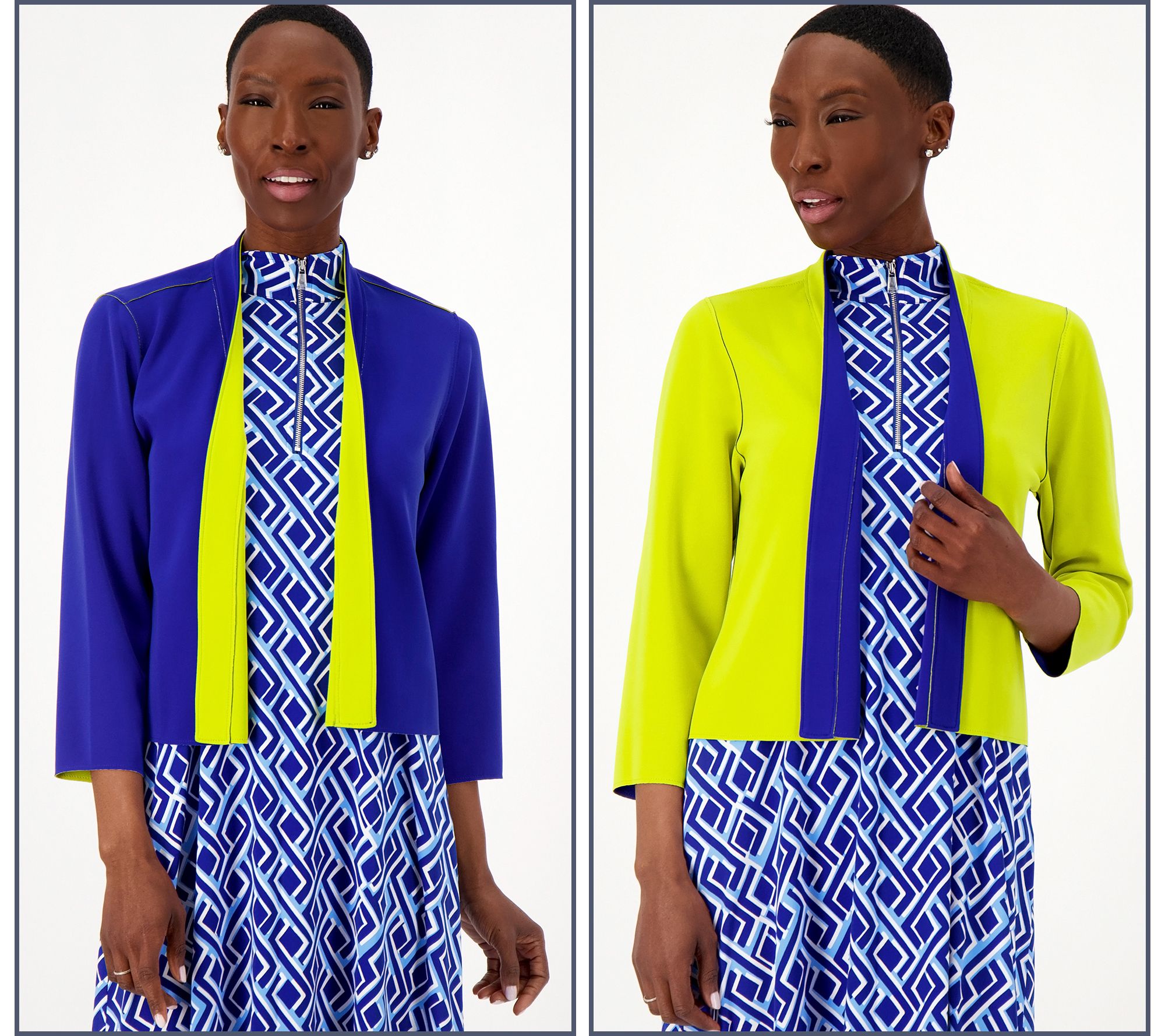 Susan Graver Every Day LK Fusion Reversible Crop Cardigan