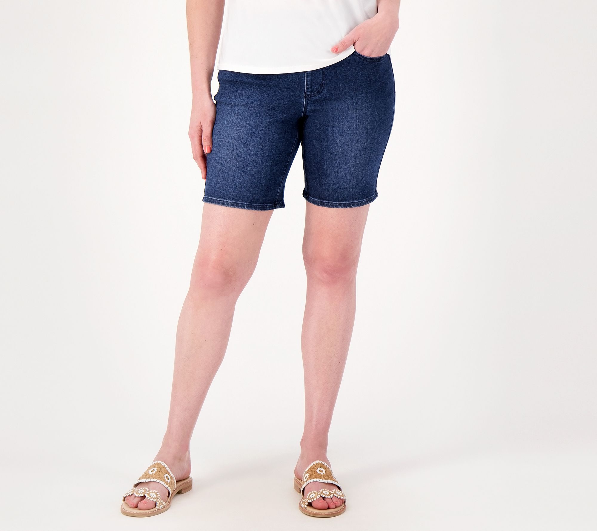Belle by Kim Gravel TruTemp Denim 5 Pocket 8" Shorts