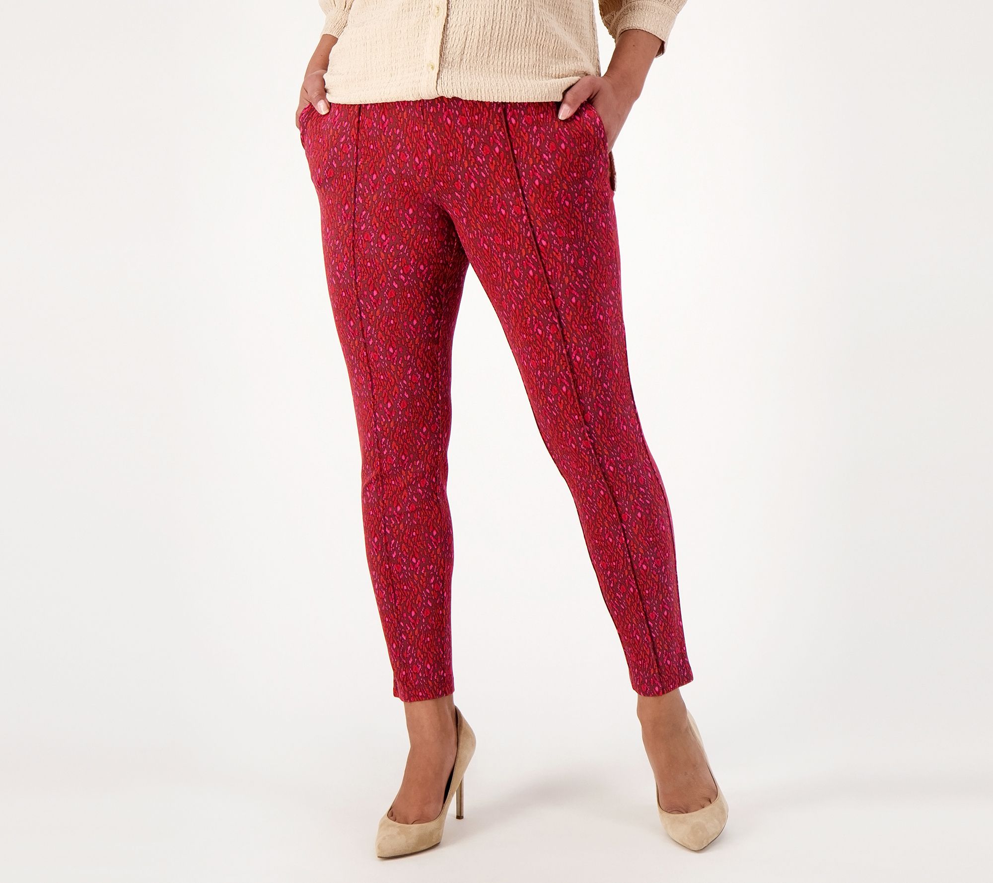 Isaac Mizrahi Live! Tall Printed Ponte Knit Slim-Leg Pants