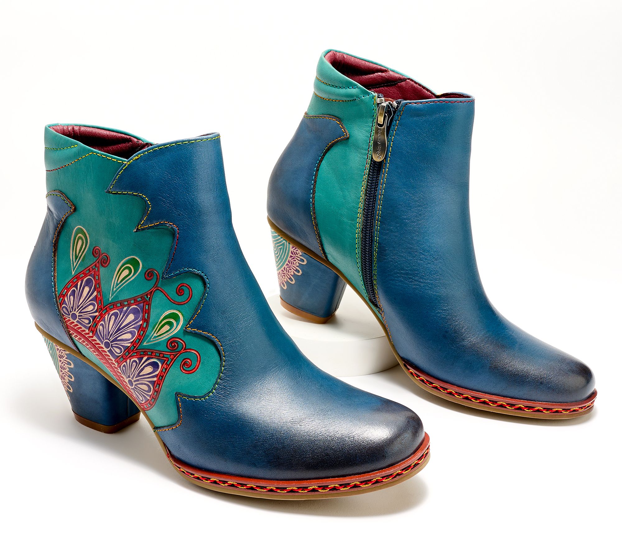 L'Artiste by Spring Step Leather Heeled Ankle Boots - Zamihi