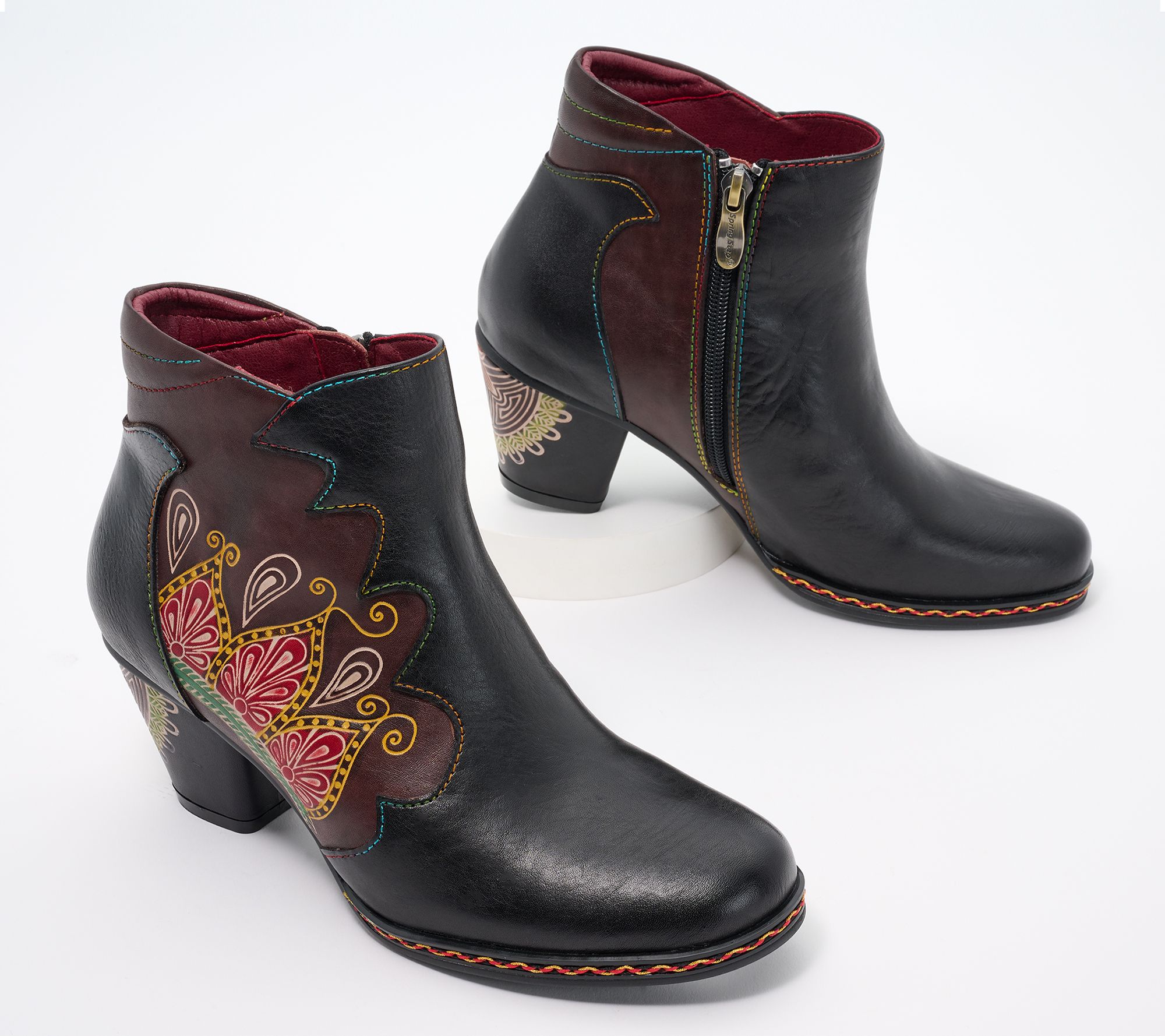 L'Artiste by Spring Step Leather Heeled Ankle Boots - Zamihi