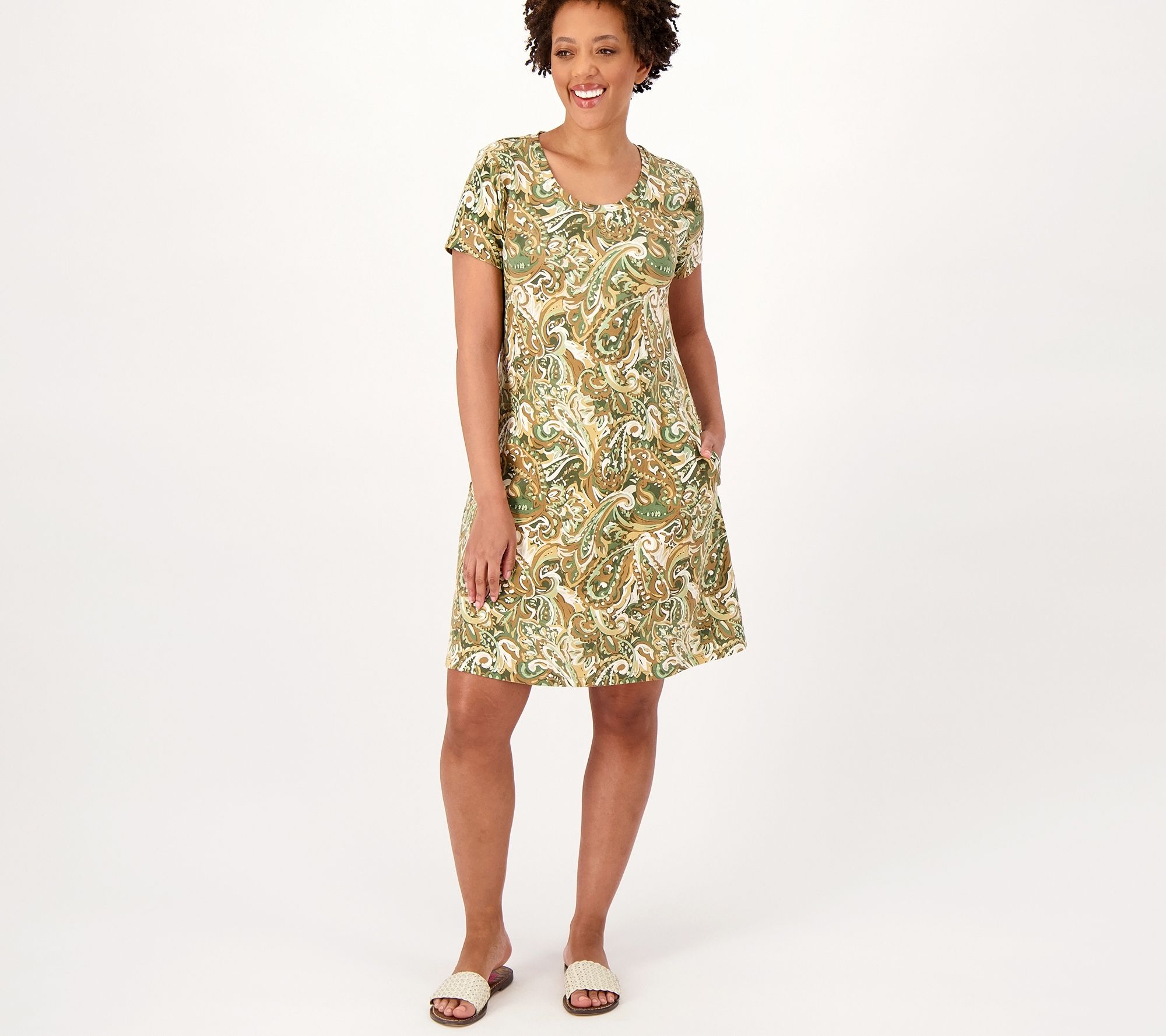 "As Is" Isaac Mizrahi Live! Bridgehampton Petite Print Swing Dress