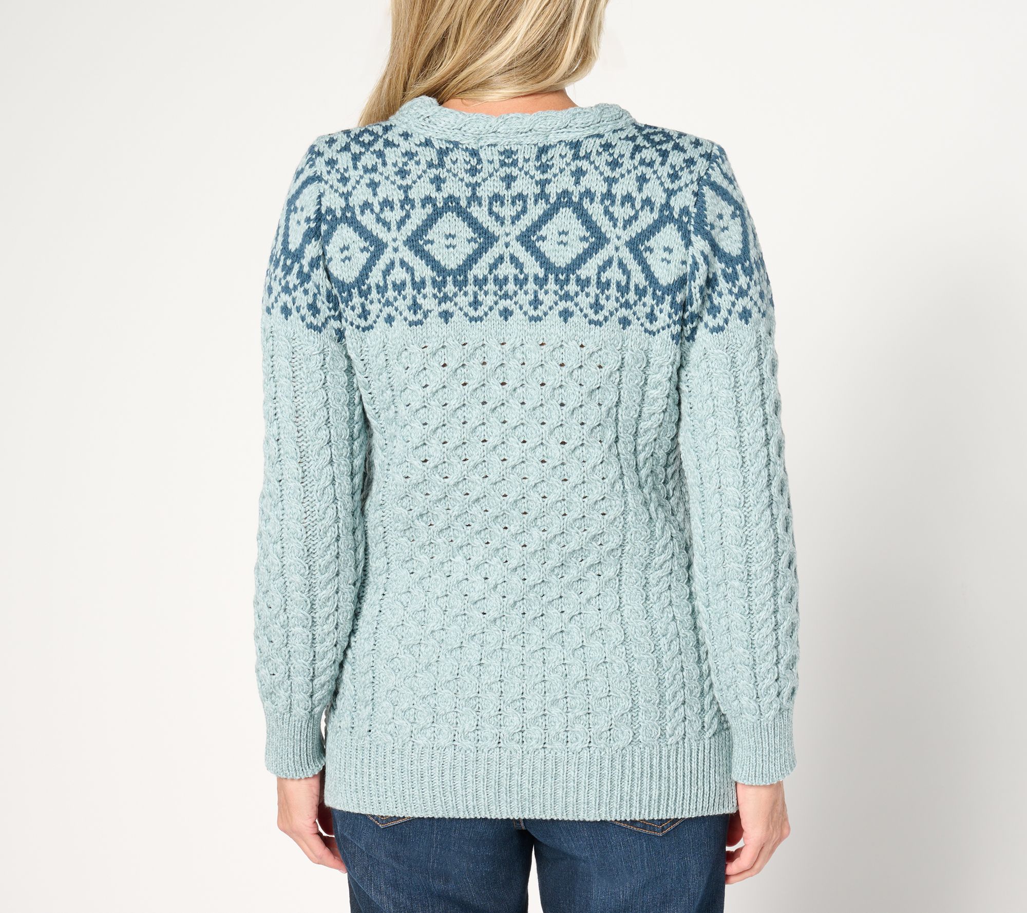 Aran Crafts Merino Wool Jacquard Pullover Sweater - QVC.com