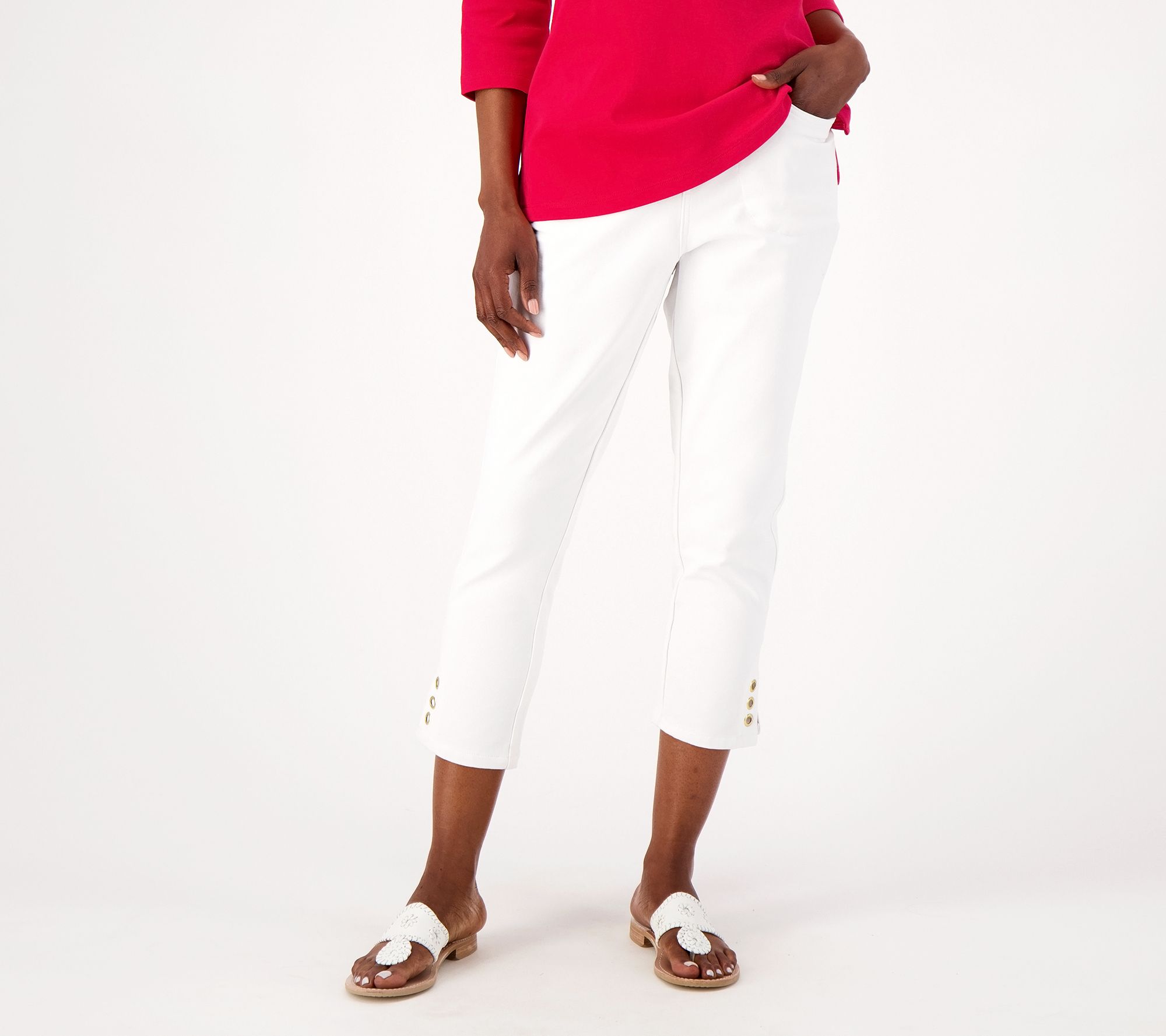 "As Is" Quacker Factory DreamJeannes Brass Ring Crop Pant