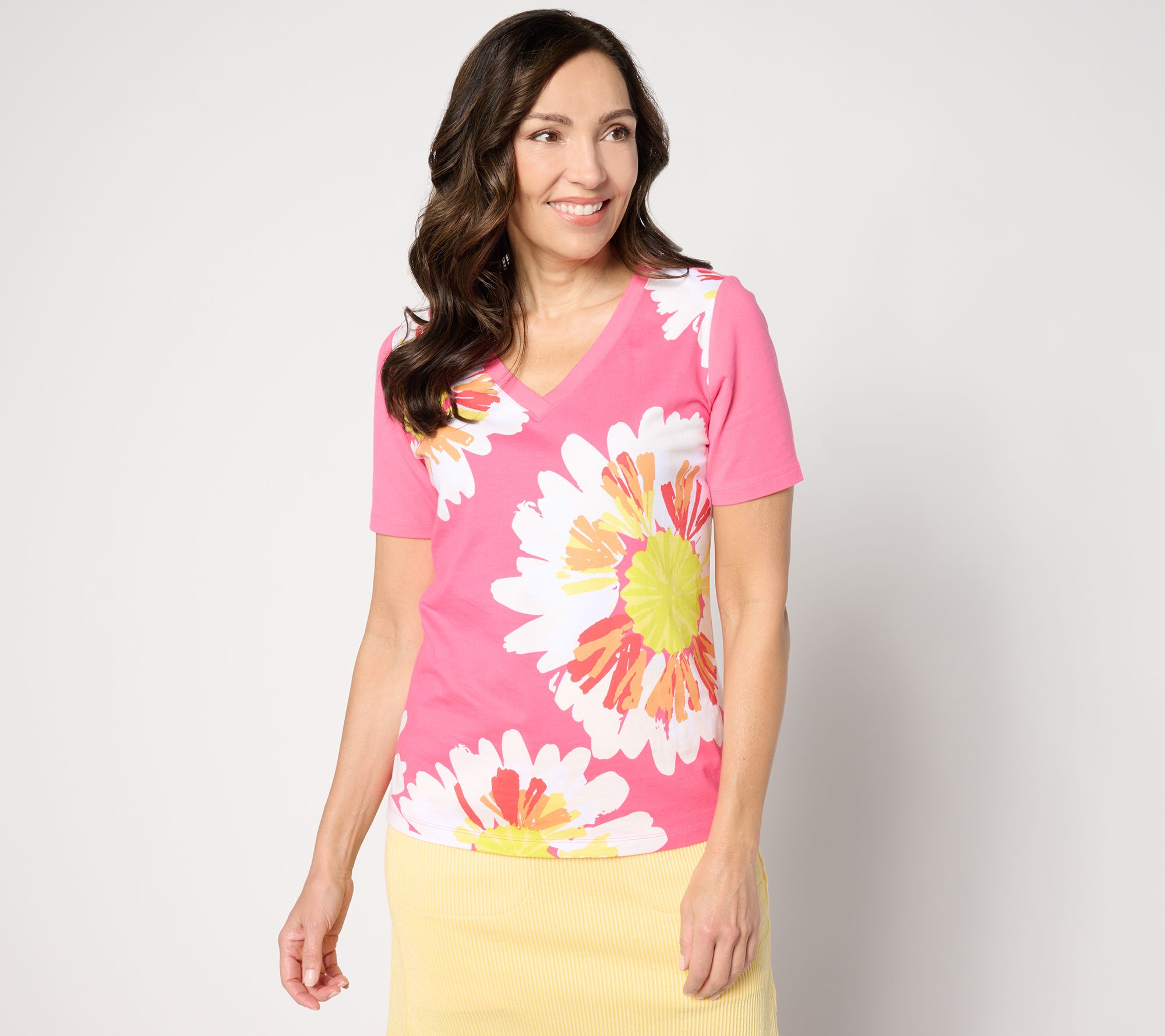 Sport Savvy Short Sleeve V-Neck Floral Tee