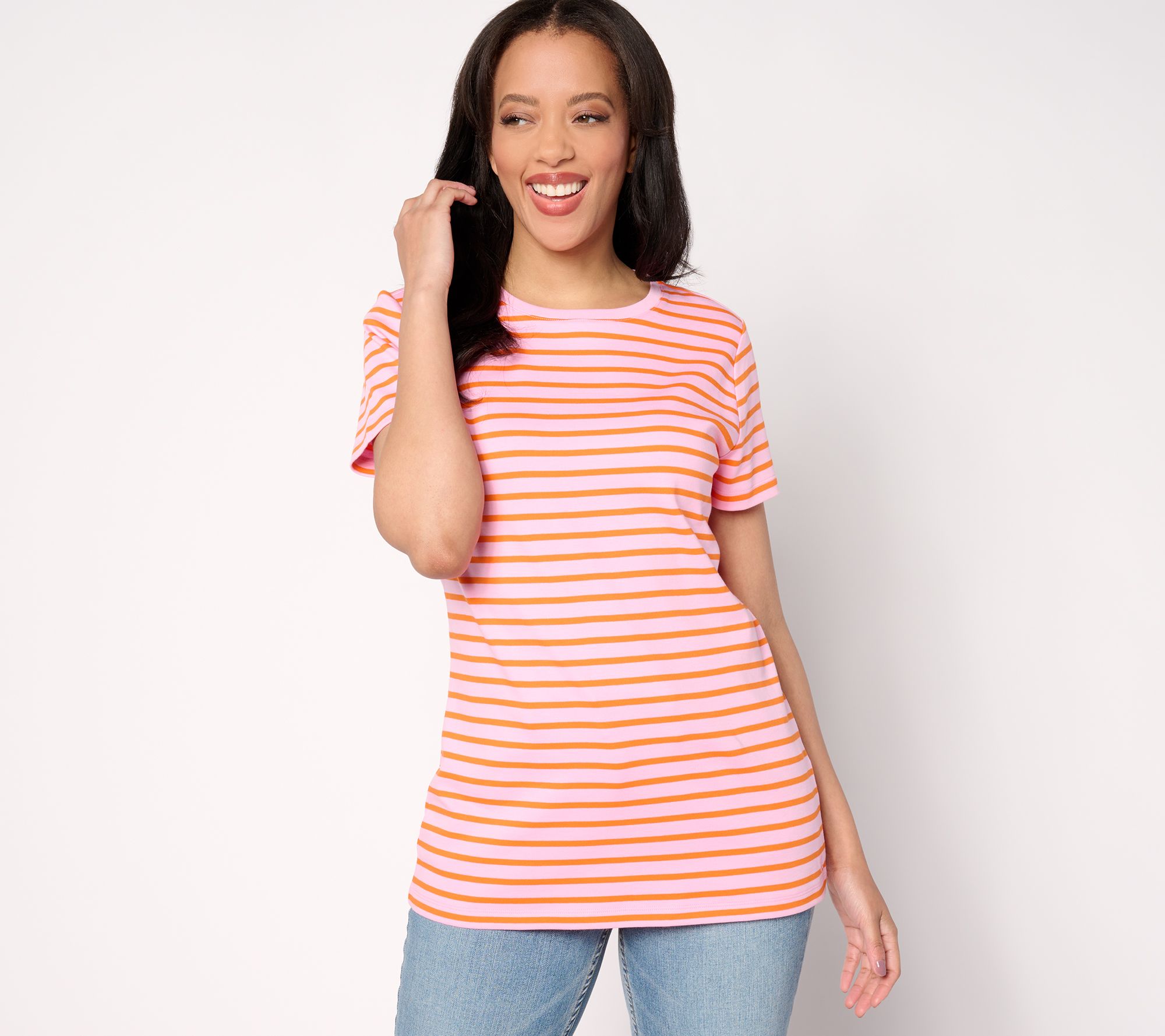 Isaac Mizrahi Live! Essentials Pima Cotton Yarn-Dye Stripe Top
