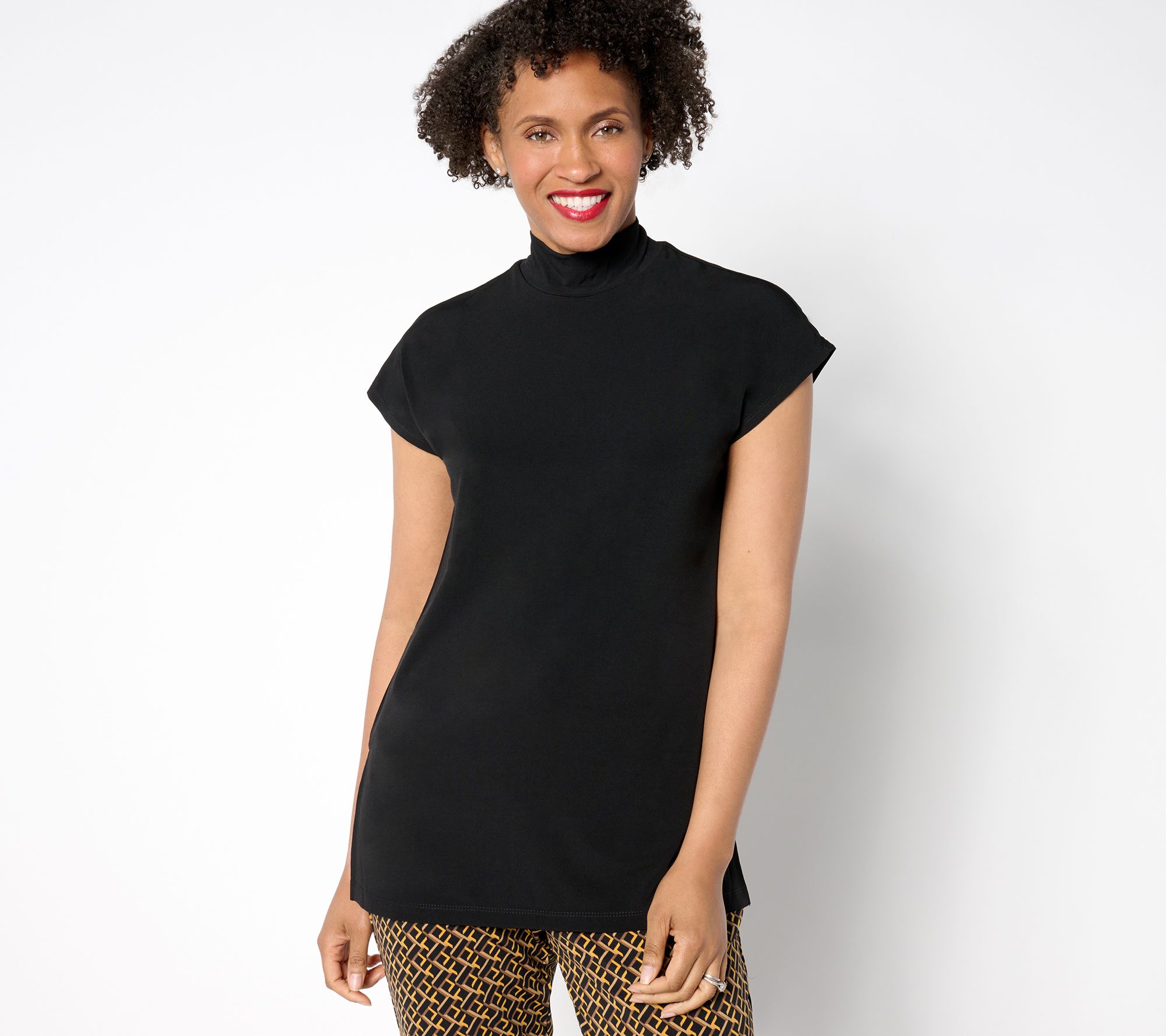 Susan Graver Reg Modern Essentials Liquid Knit Mock-Neck Top