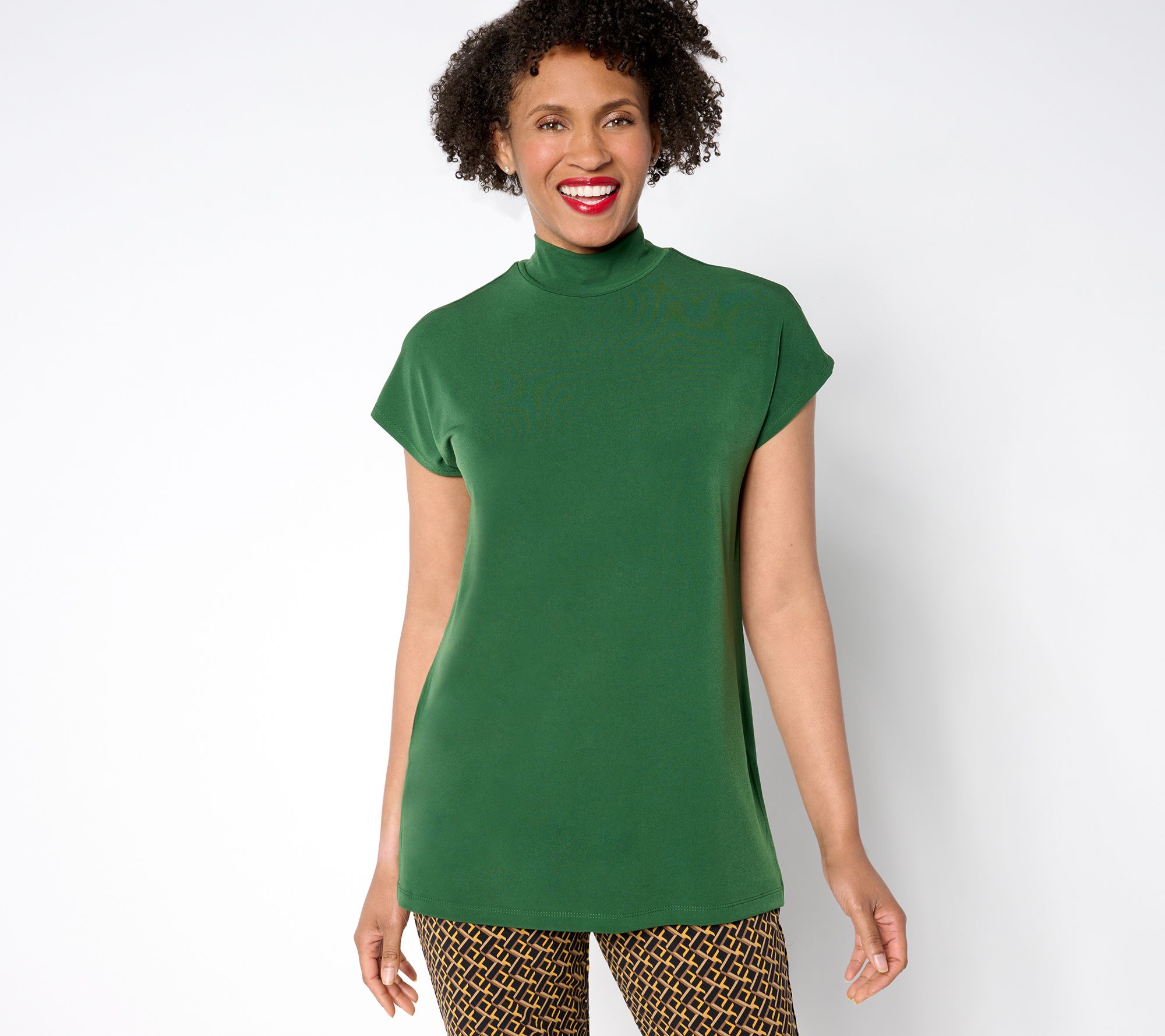Susan Graver Reg Modern Essentials Liquid Knit Mock-Neck Top