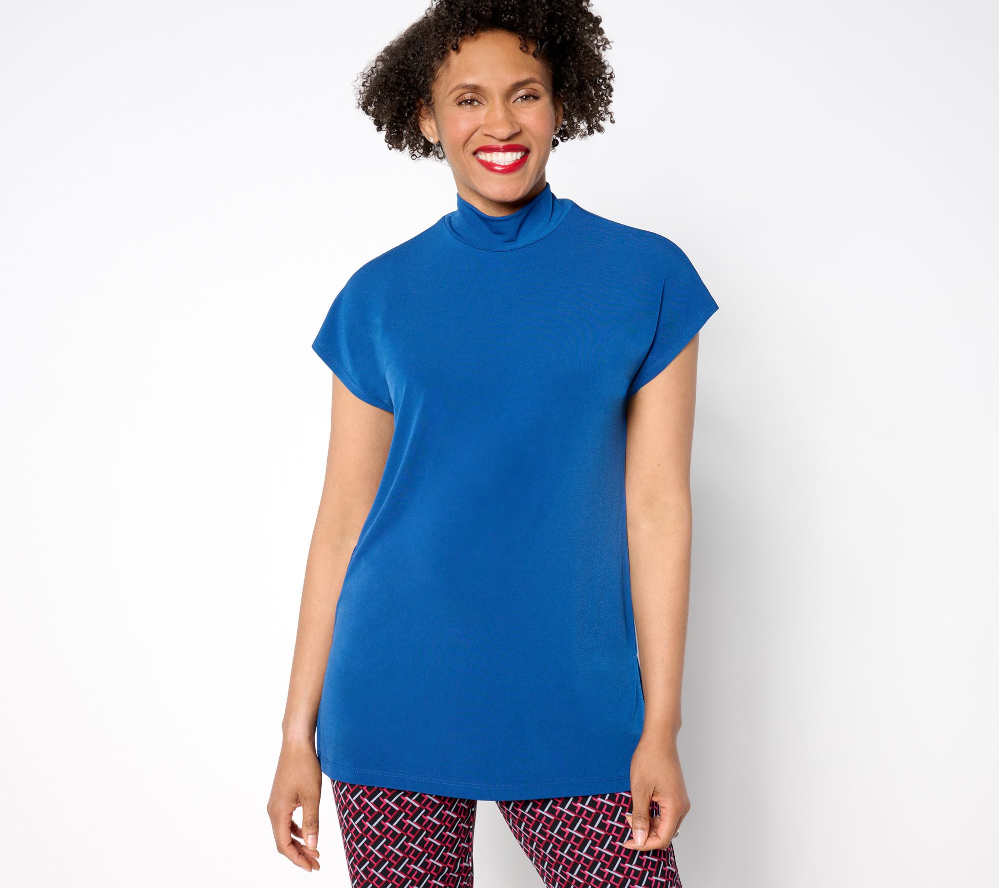 Susan Graver Reg Modern Essentials Liquid Knit Mock-Neck Top