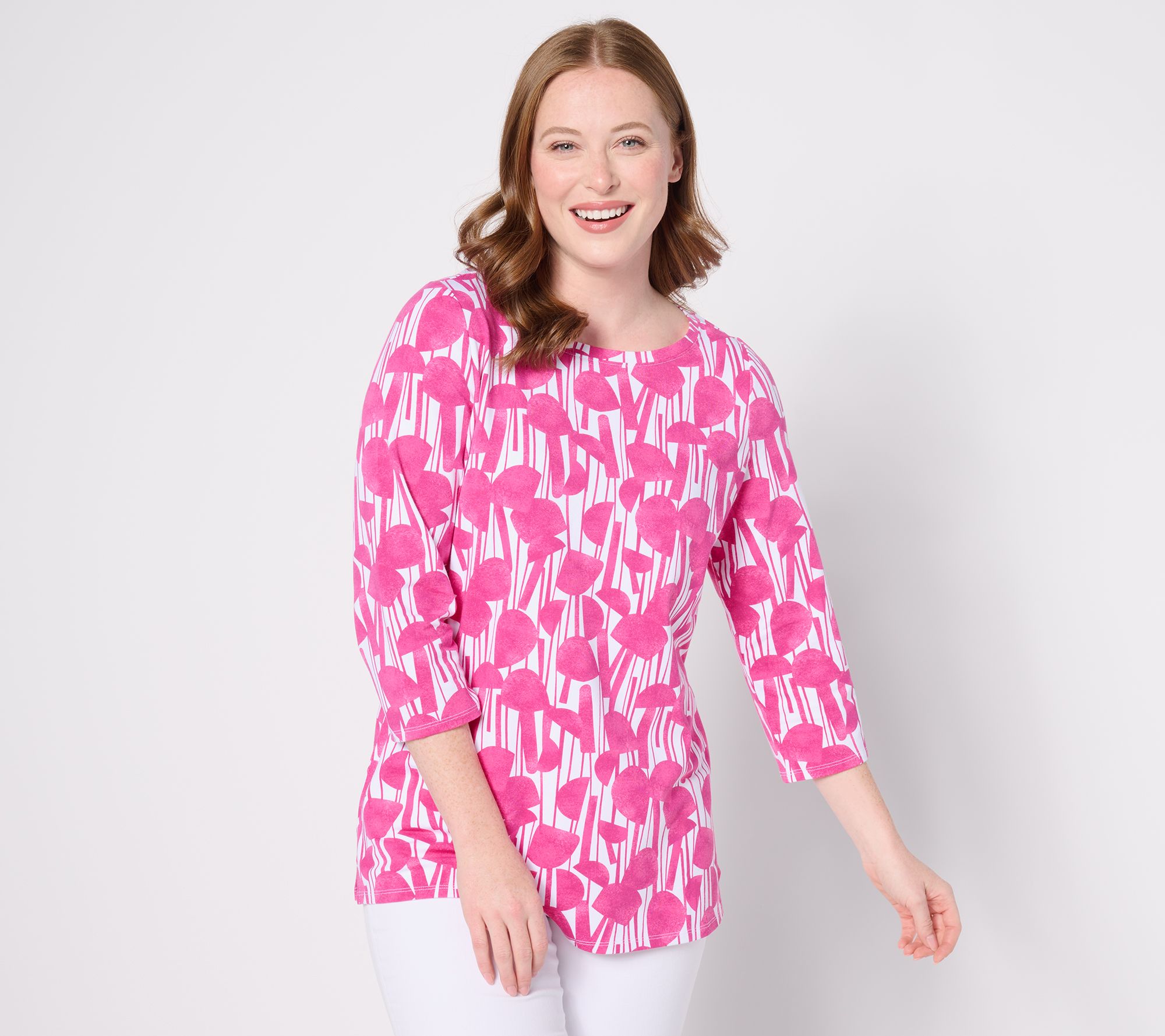 "As Is" Belle by Kim Gravel TripleLuxe Knit Graphic Garden Boatneck Top