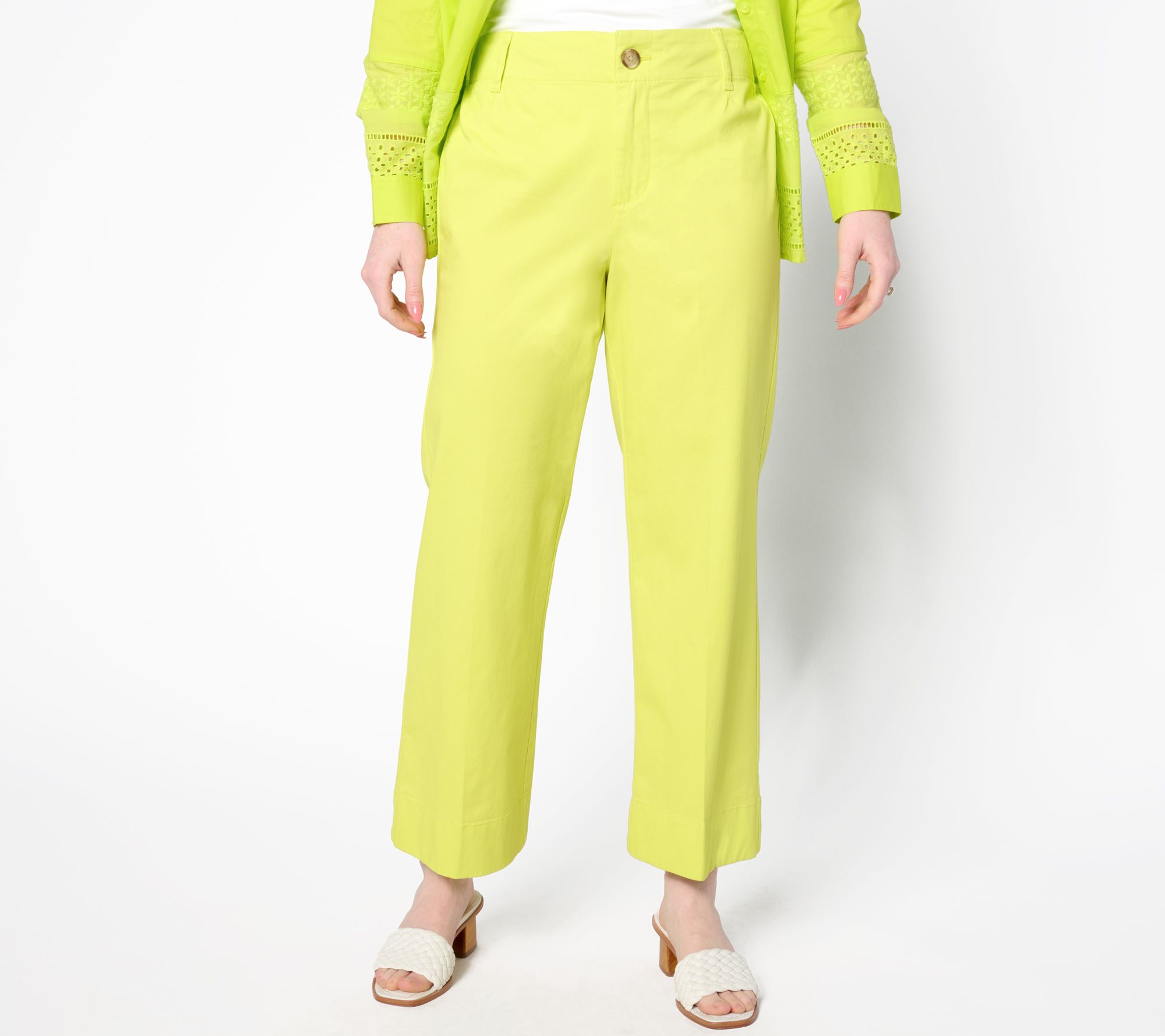 "As Is" Joan Rivers The Weekend Reg Twill Cropped Wide Leg Pants