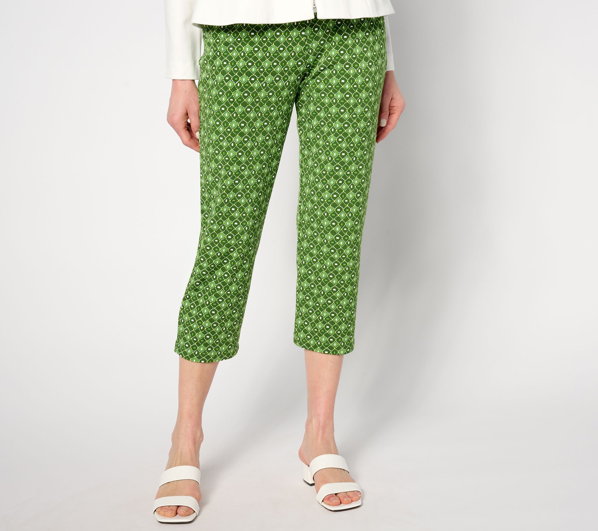 "As Is" GRAVER Susan Graver Regular Printed LK Fusion Pull- On Crop Pants