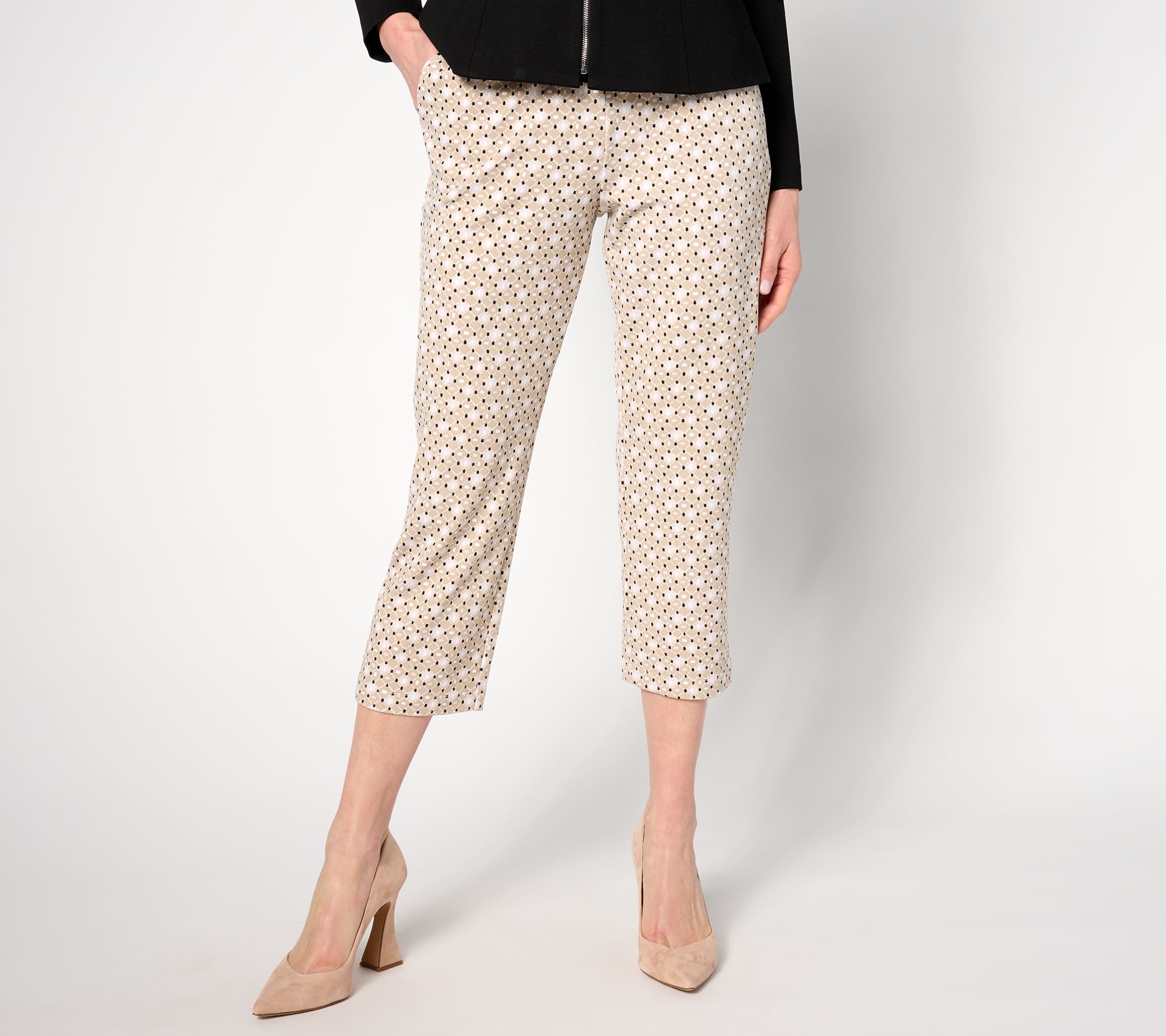 "As Is" GRAVER Susan Graver Regular Printed LK Fusion Pull- On Crop Pants